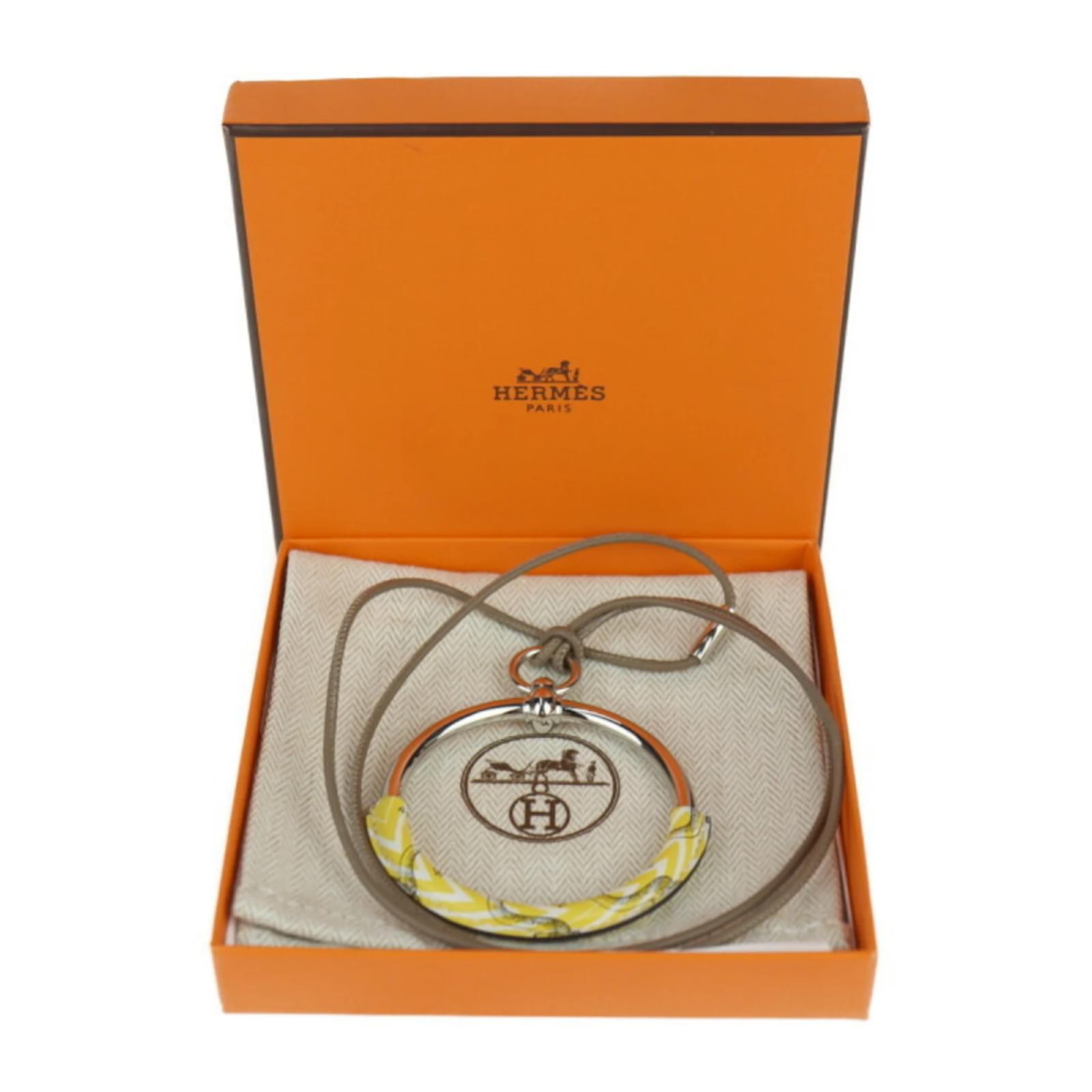 Hermès HERMES Cavalleria Loop Necklace Silvery Yellow