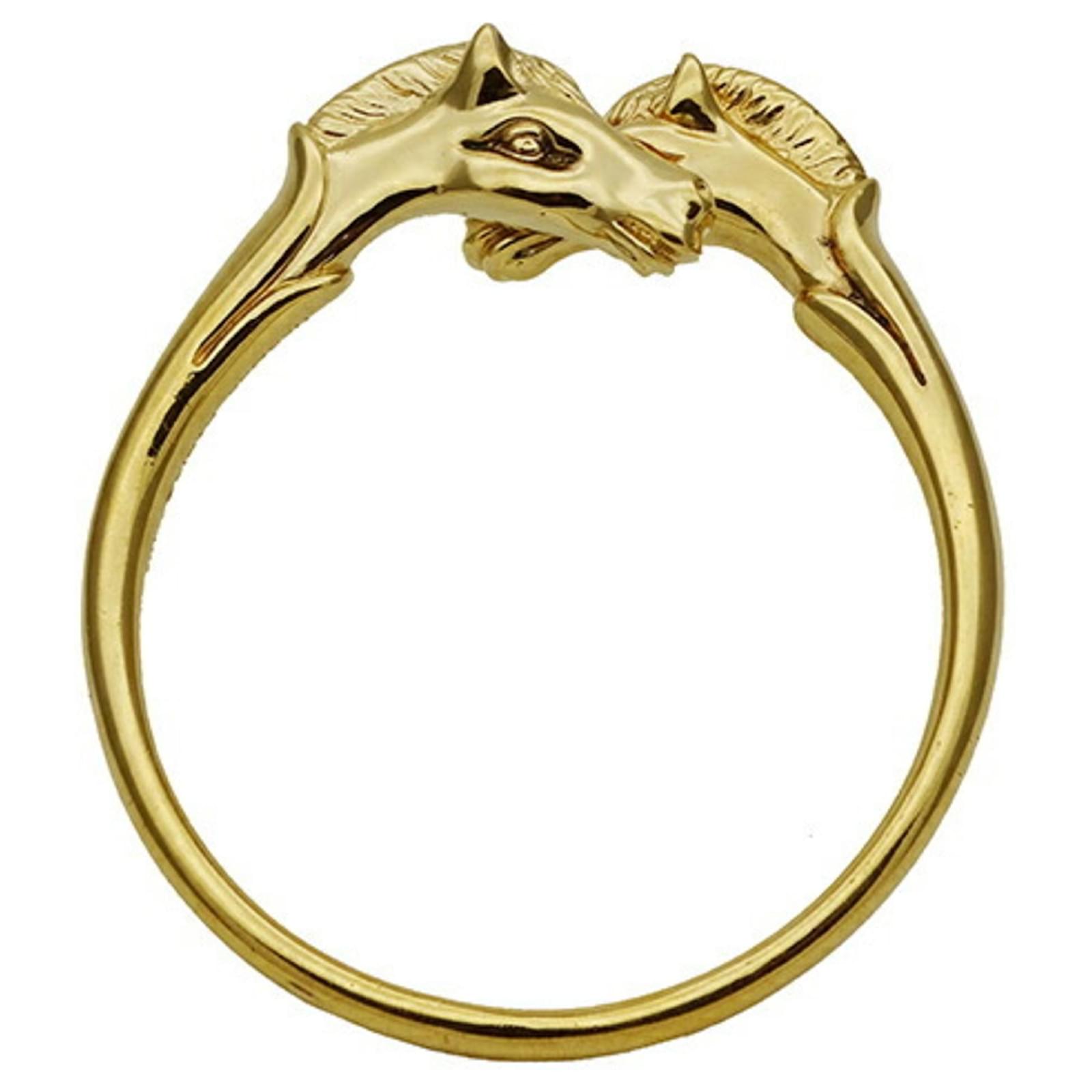HERMES　Cheval Horse Bangle　シュバル ホース バングル Hermes bangle Cheval Bracelet Vintage Gold color horse head