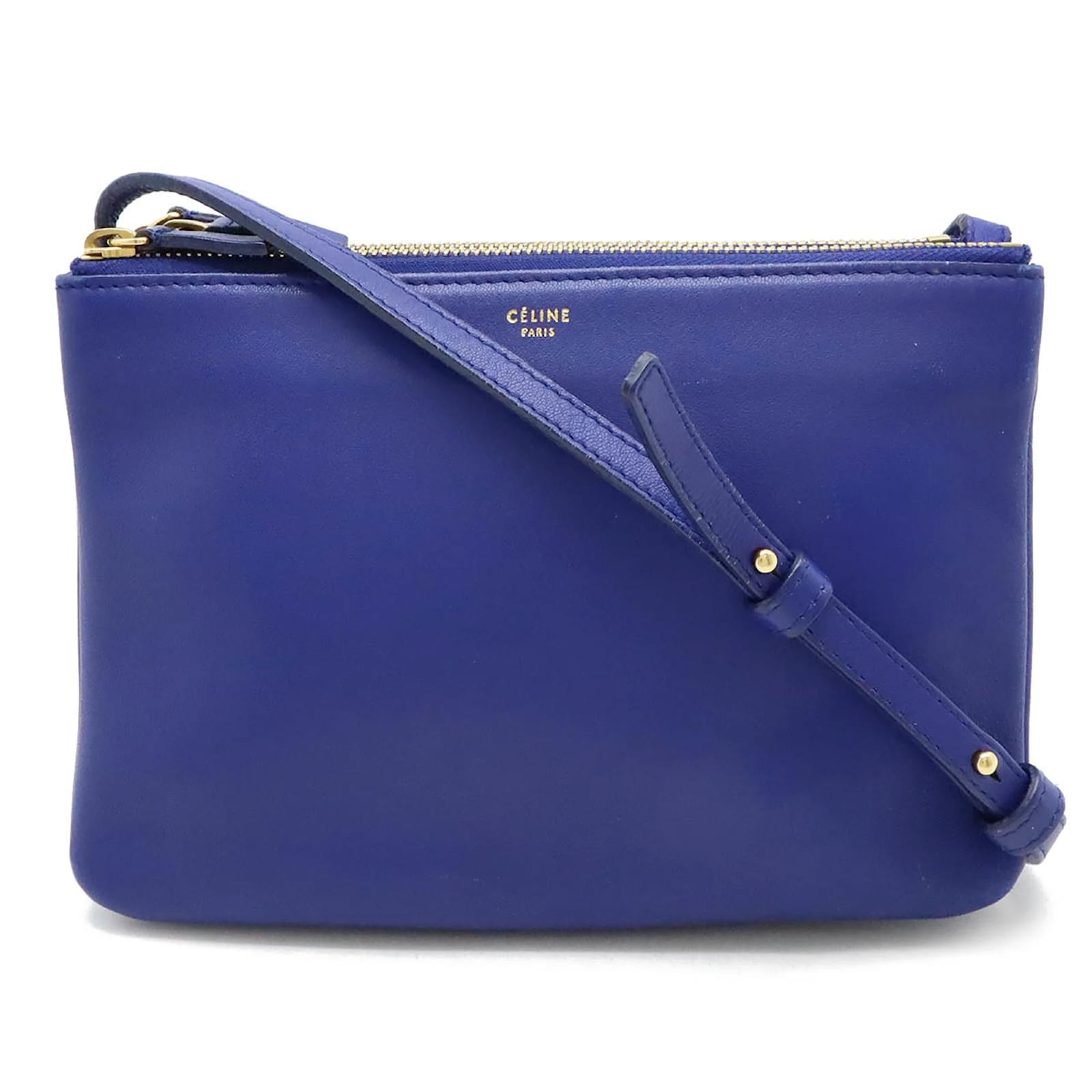 Celine Celine Trio Small Shoulder Bag Pouch Blue Leather ref.1578222 Joli Closet