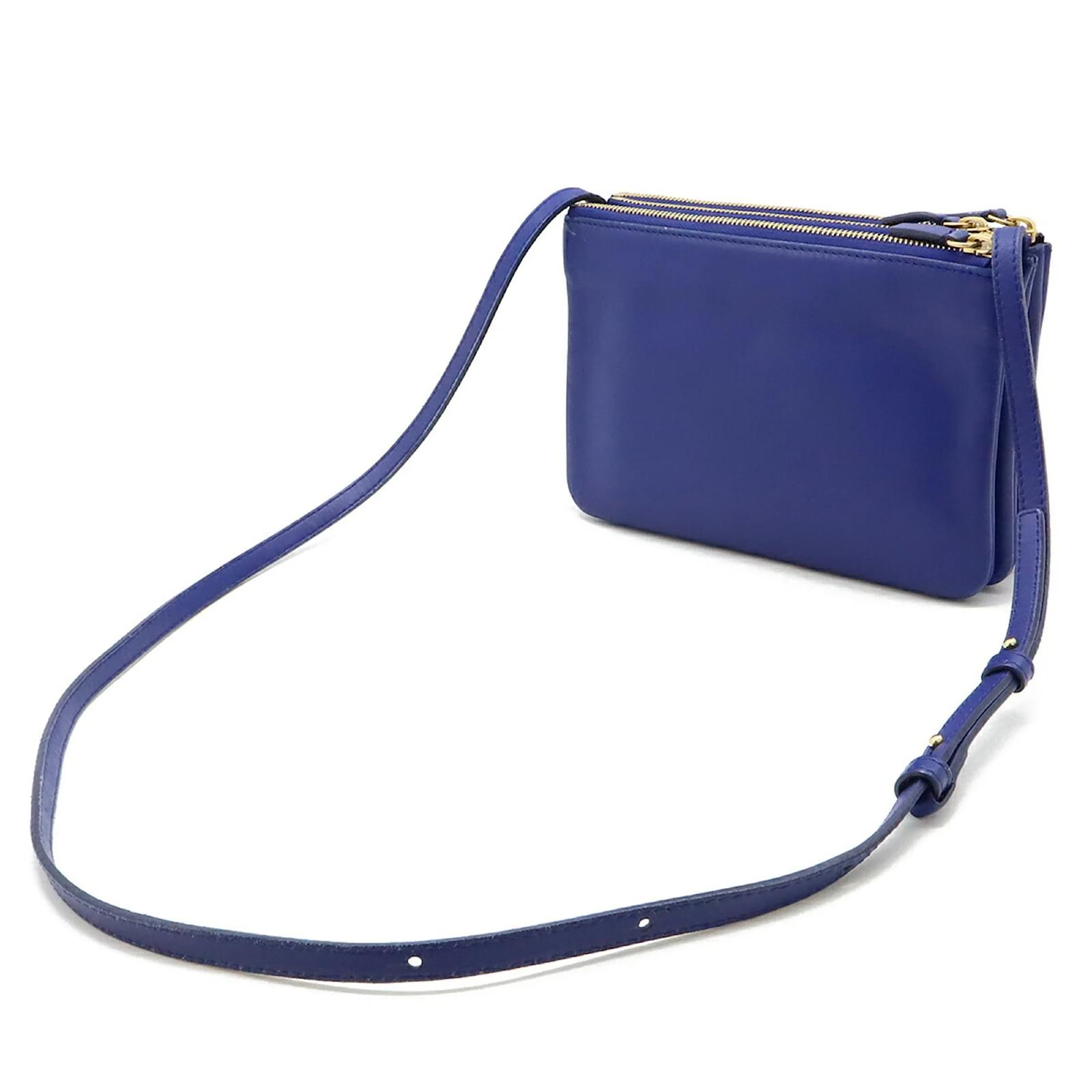 Celine Celine Trio Small Shoulder Bag Pouch Blue Leather ref.1578222 Joli Closet