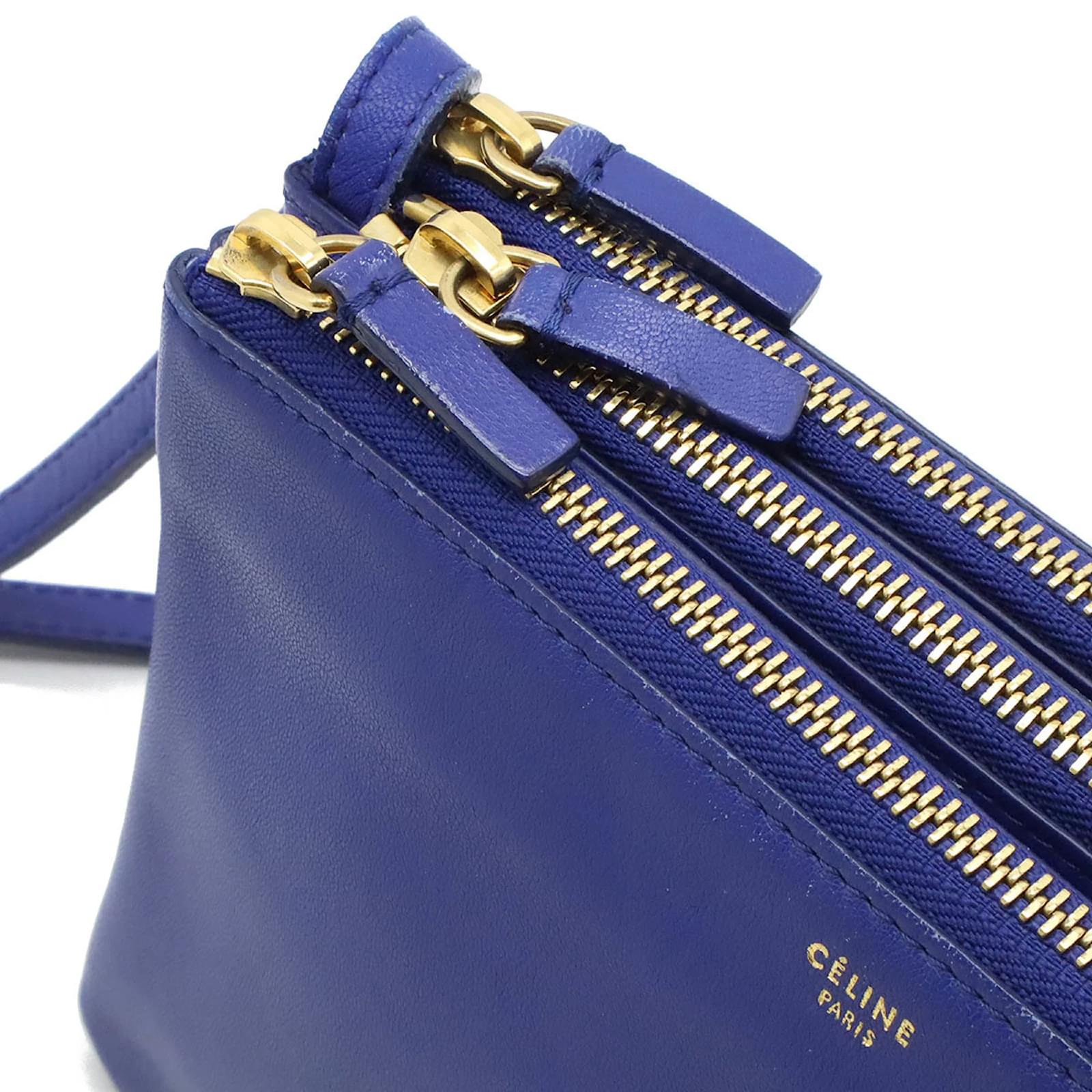 Celine Celine Trio Small Shoulder Bag Pouch Blue Leather ref.1578222 Joli Closet