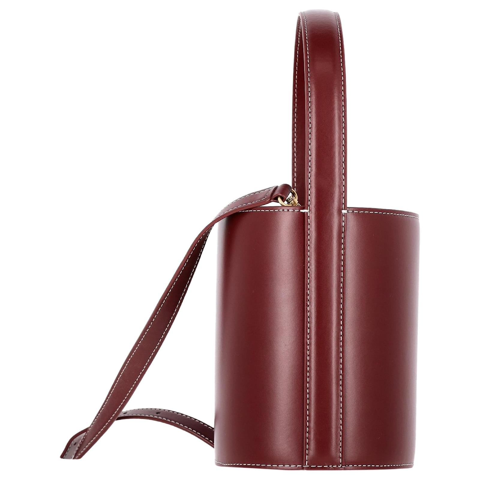 Sac seau Bisset de Staud en cuir bordeaux Rouge Joli
