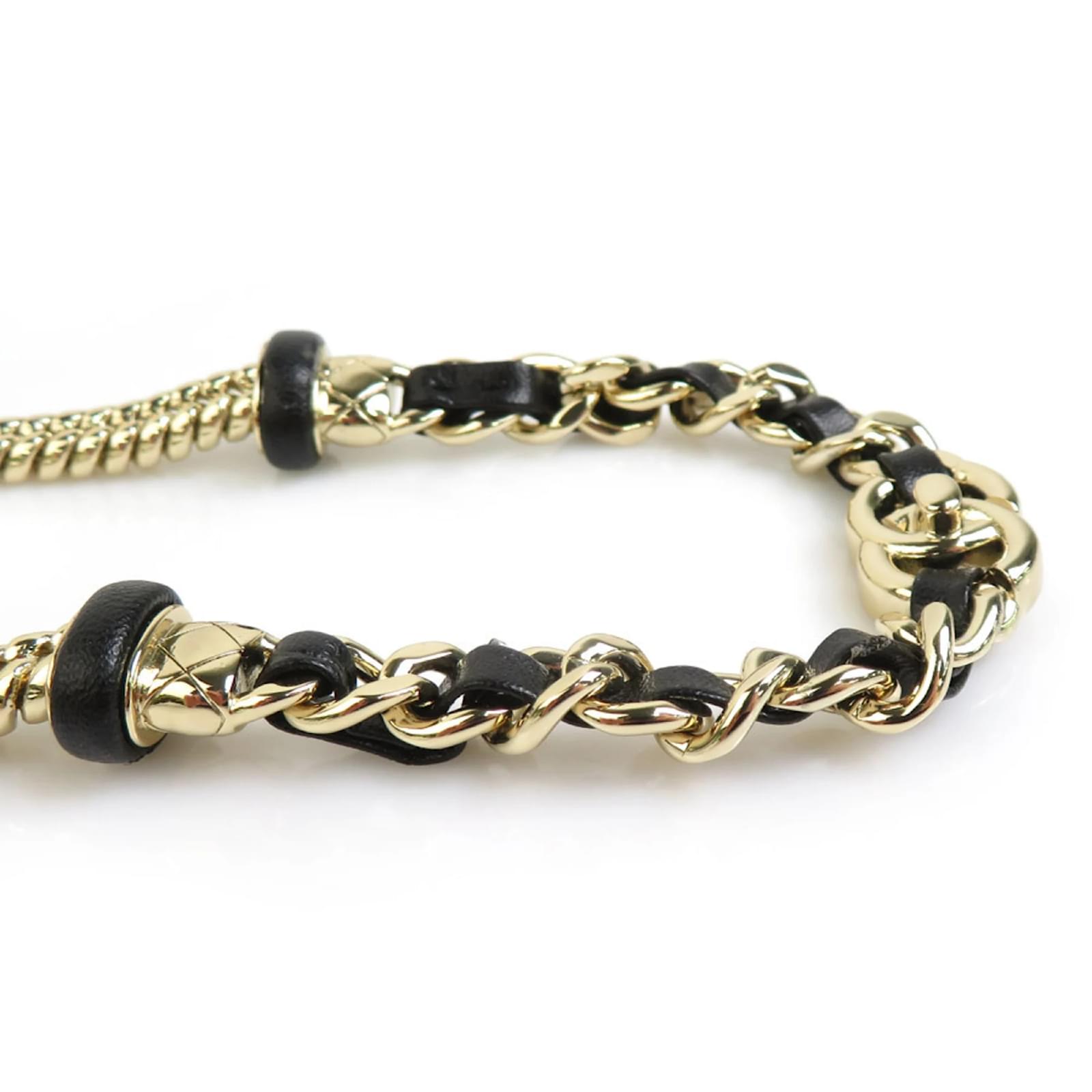 Chanel Coco Mark Necklace Black Golden Leather Metal ref.JC1580153