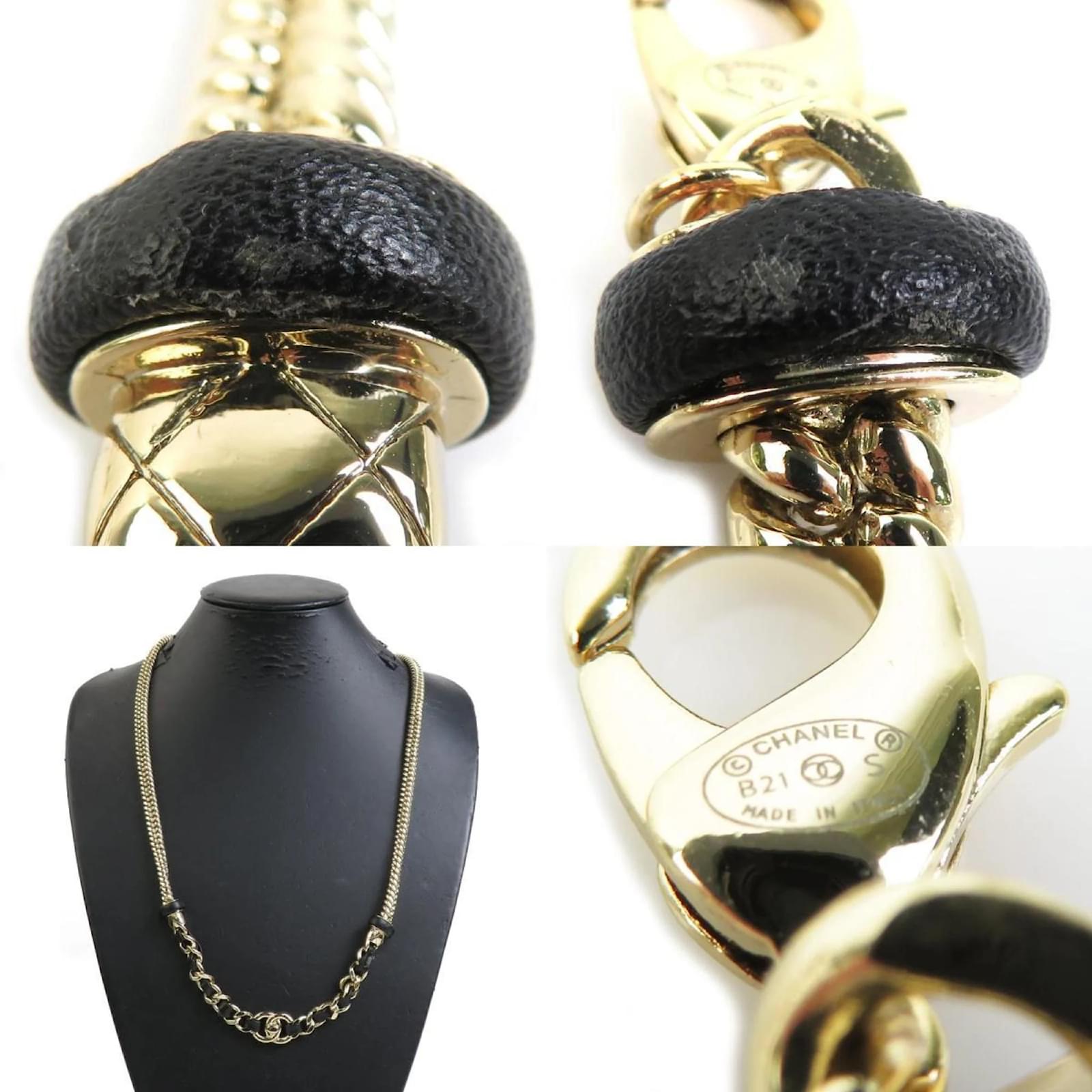 Chanel Coco Mark Necklace Black Golden Leather Metal ref.JC1580153