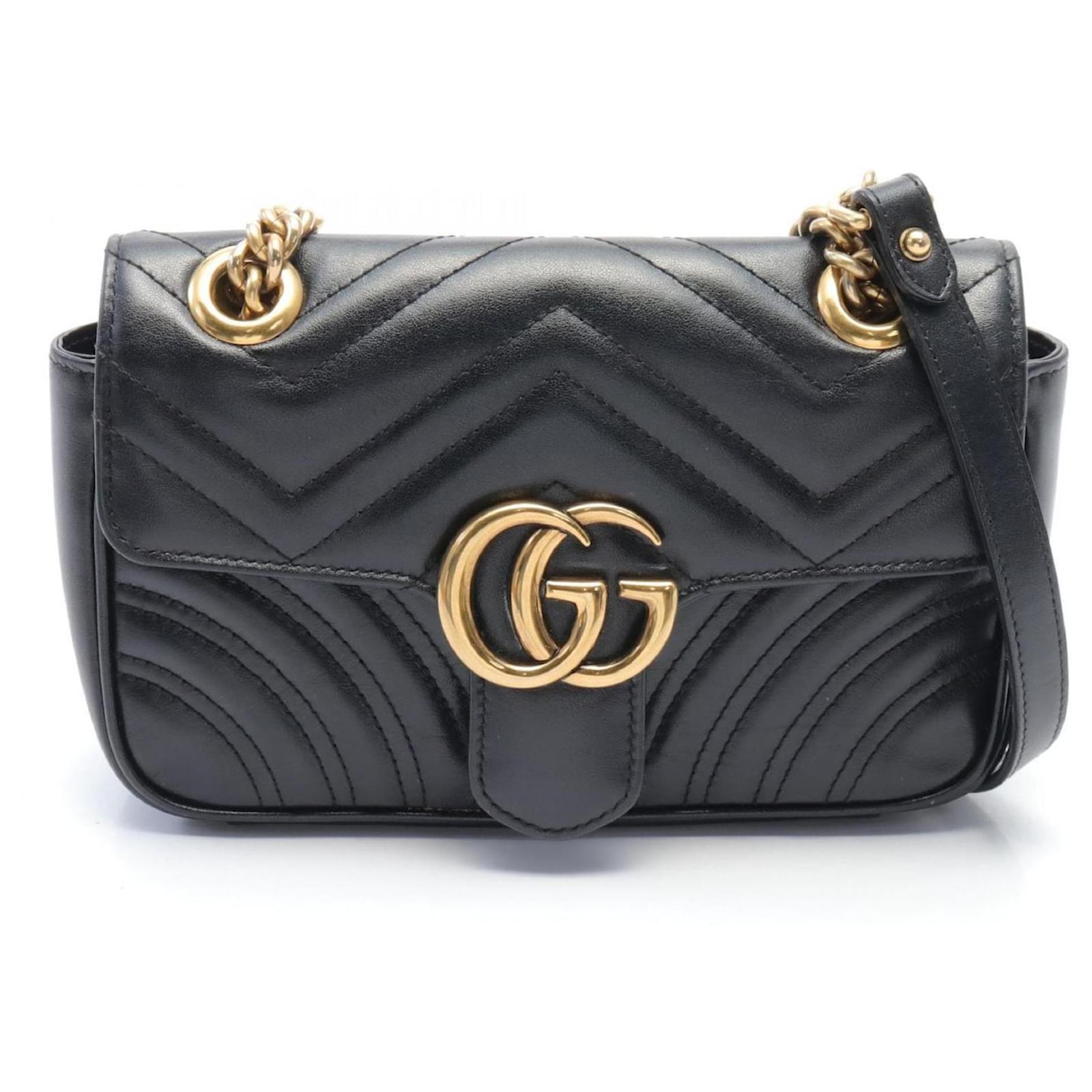 Gucci GG Marmont Schultertasche Schwarz Leder ref.1581414 Joli Closet