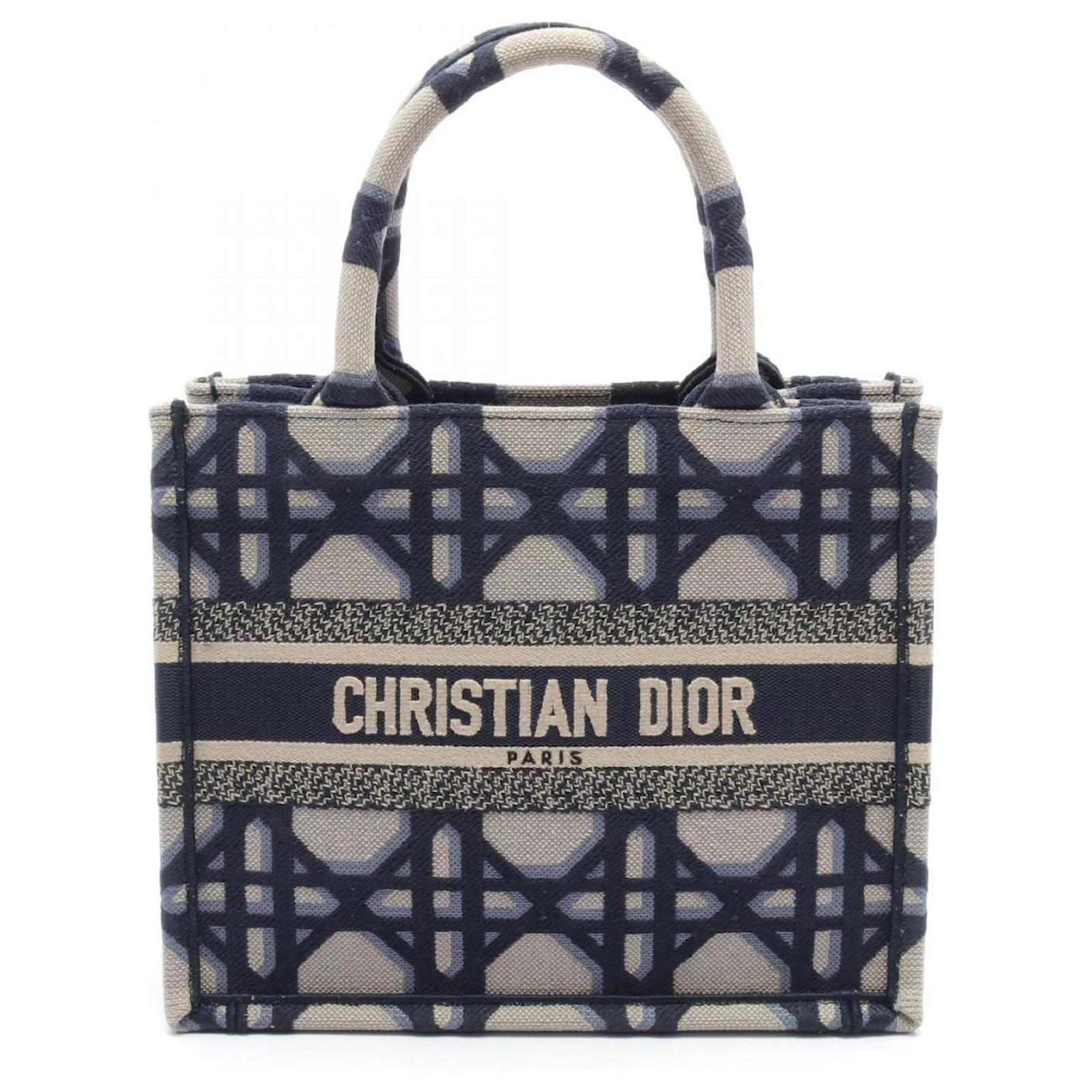 Borsa libro Dior BO TOTE di Christian Dior Beige Blu navy Tela ref.1582322 Joli Closet