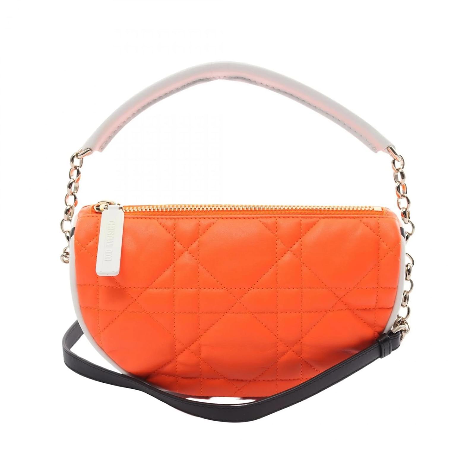 Christian Dior Dior VIBE HOBO Small Shoulder Bag Black White Orange Leather ref.1583945 Joli Closet