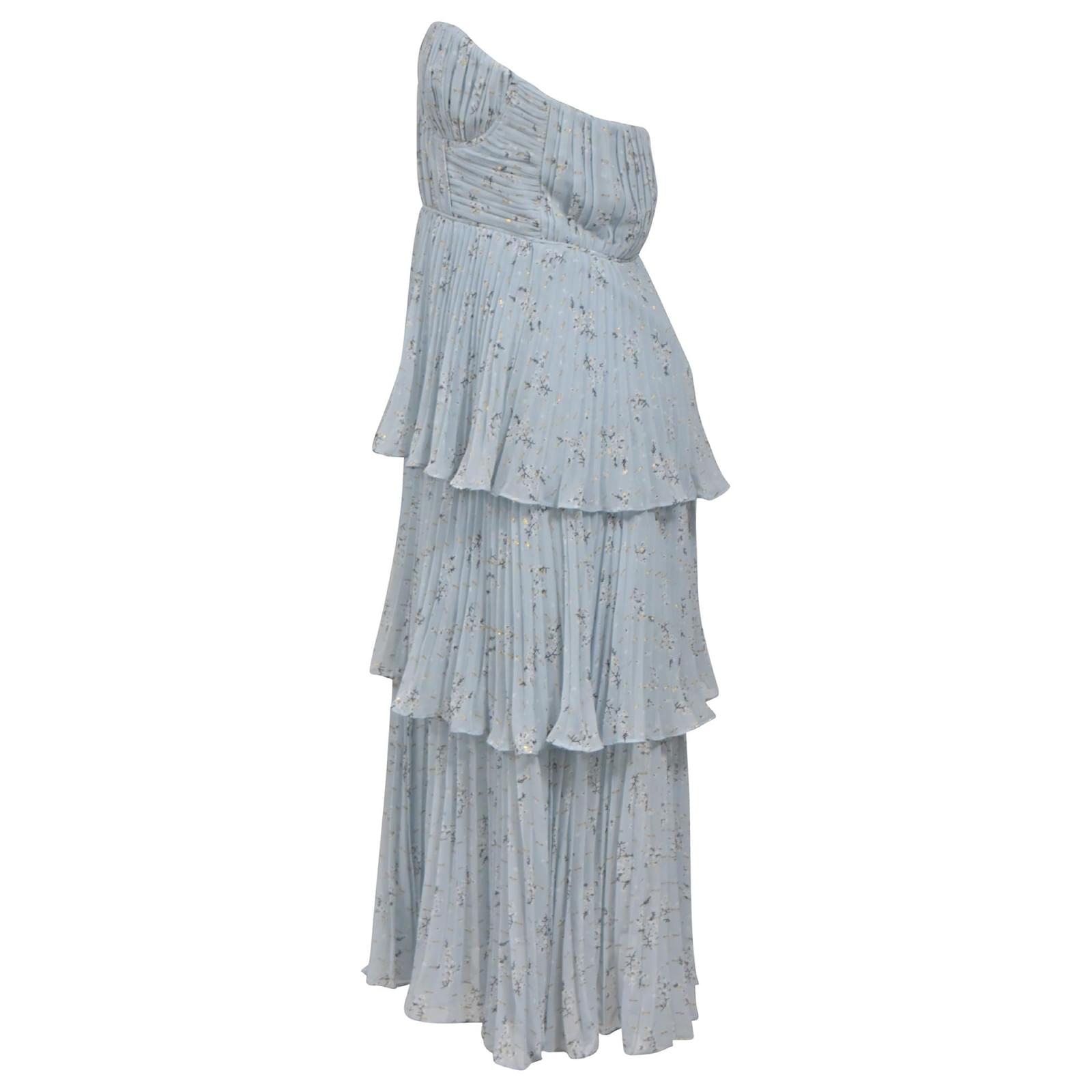 sachin and babi light blue dress Self portrait Self-Portrait Floral-Print Pleated Chiffon Midi Dress in  Light Blue Polyester ref.JC1585733 (Sold)