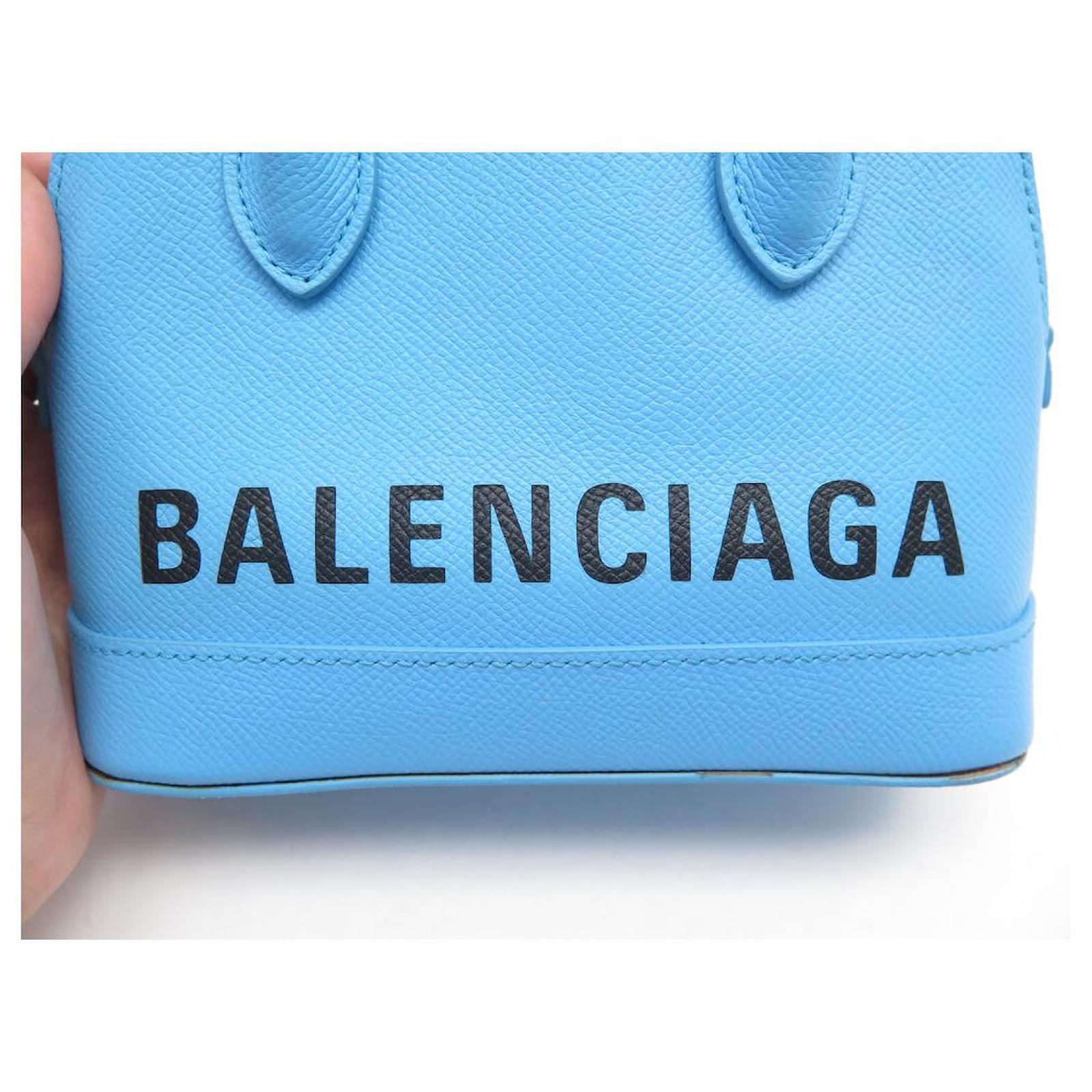 BALENCIAGA TOP HANDLE VILLE XS 550646 SHOULDER BAG PURSE Blue