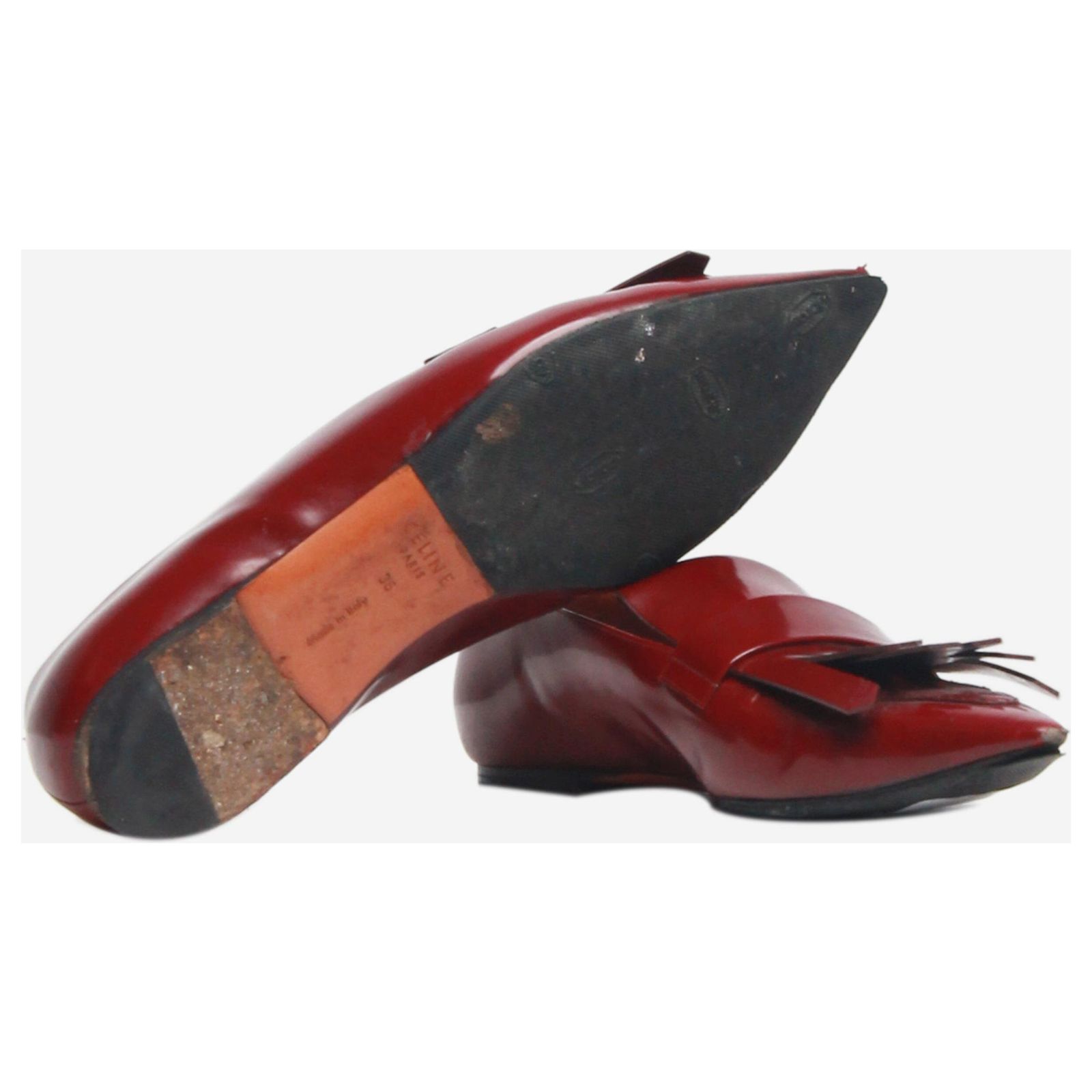 Celine women Burgundy Tassel Loafers Celine Triomphe Loafers/Burgundy Leather in Brown | Lyst main image 4