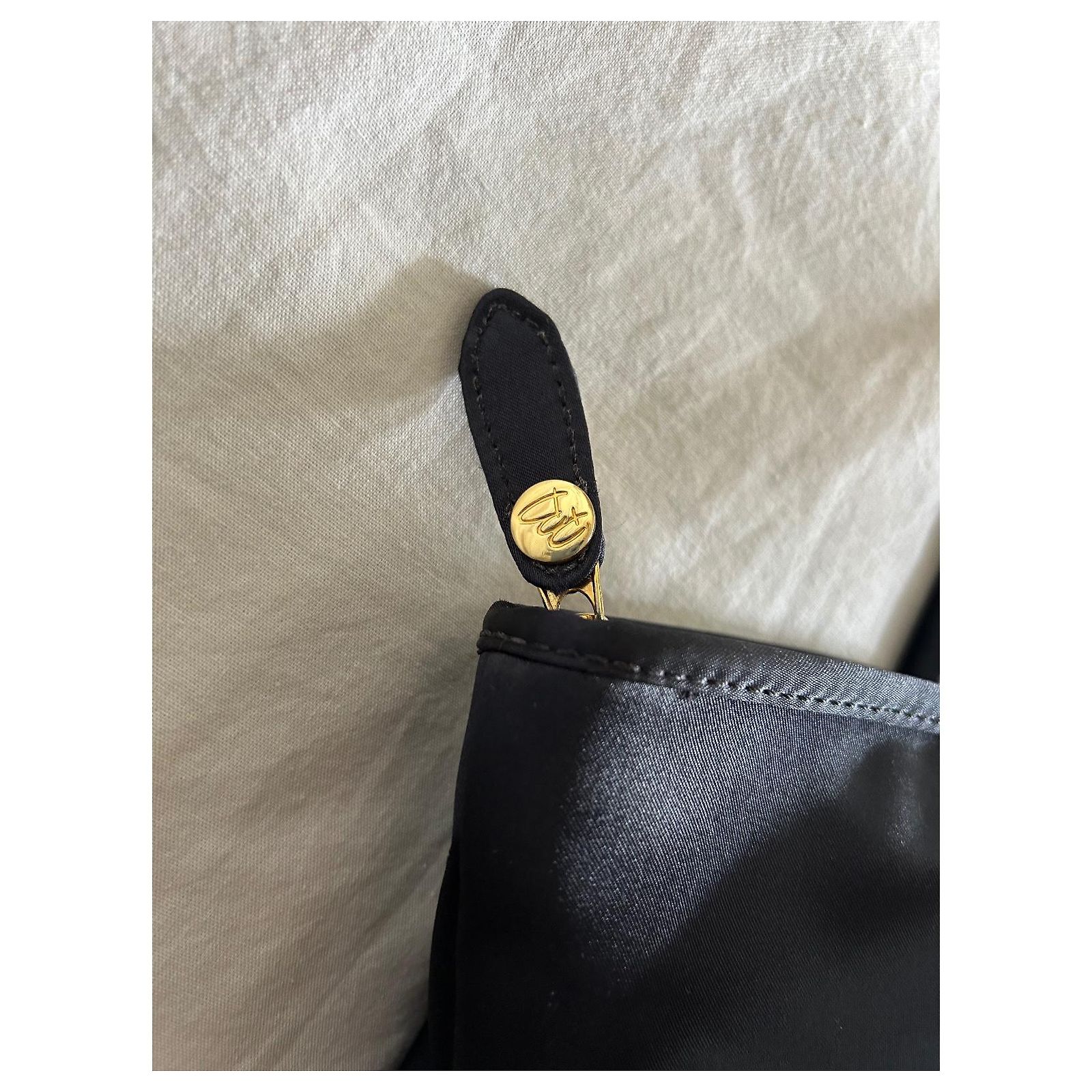Sac à Main Pierre Balmain Vintage - Tissu Matelassé Noir & Simili Cuir Beige - Occasion Parfait État