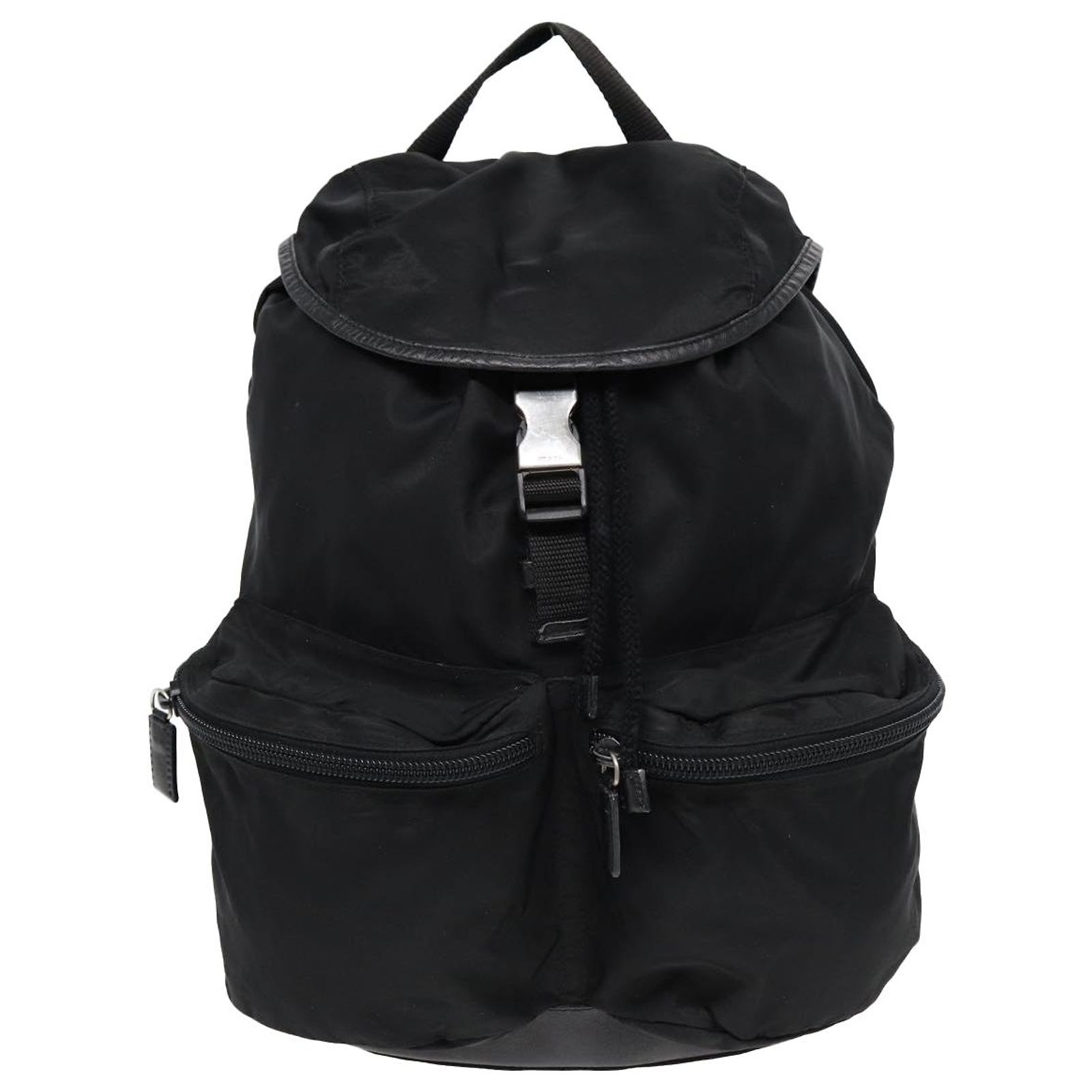 PRADA Backpack Nylon Black Silver Auth 156118 PRADA Backpack Nylon Black Silver Auth ka1167 Silvery ref  main image 2