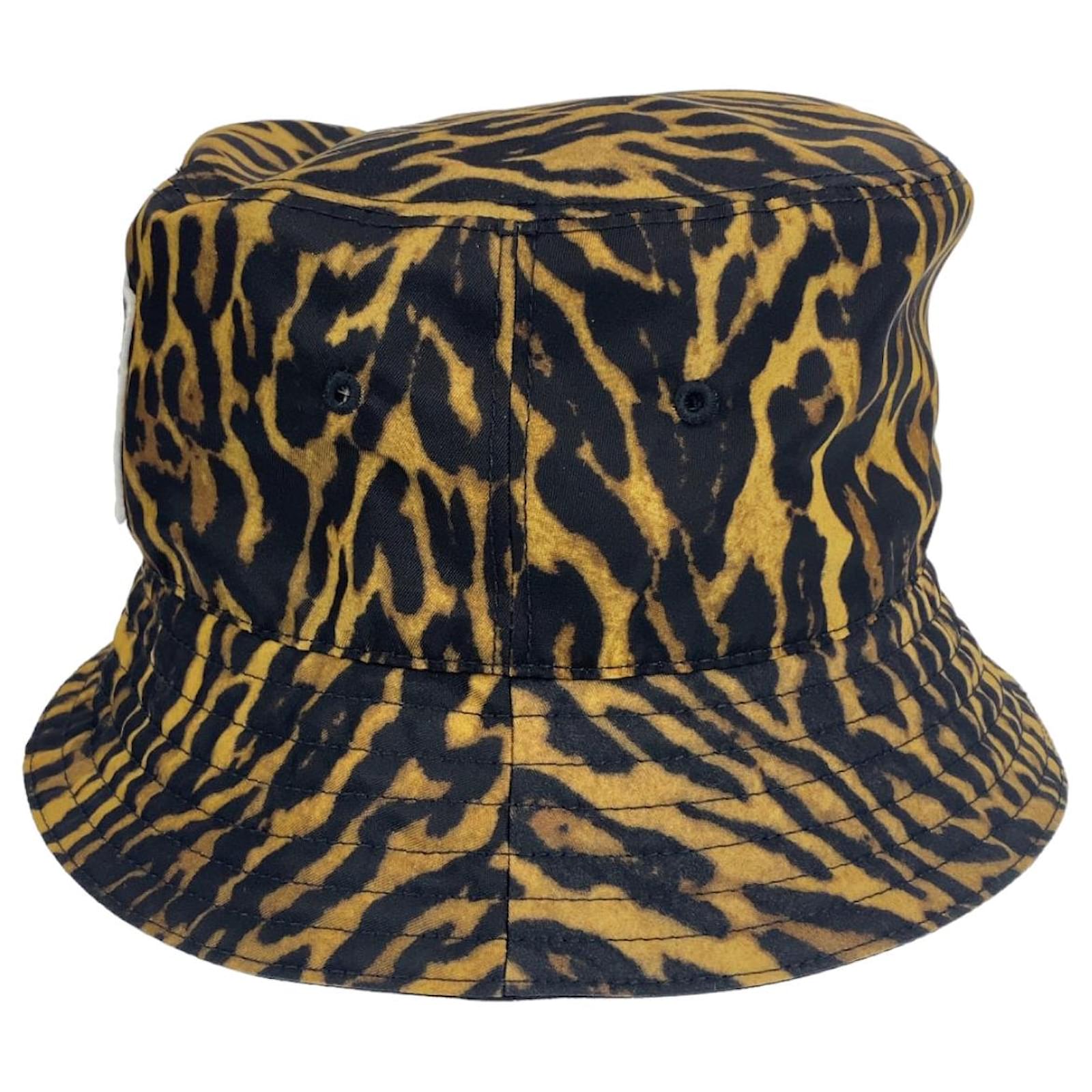 Burberry Leopard Print Brown Black Bucket Hat Plastic