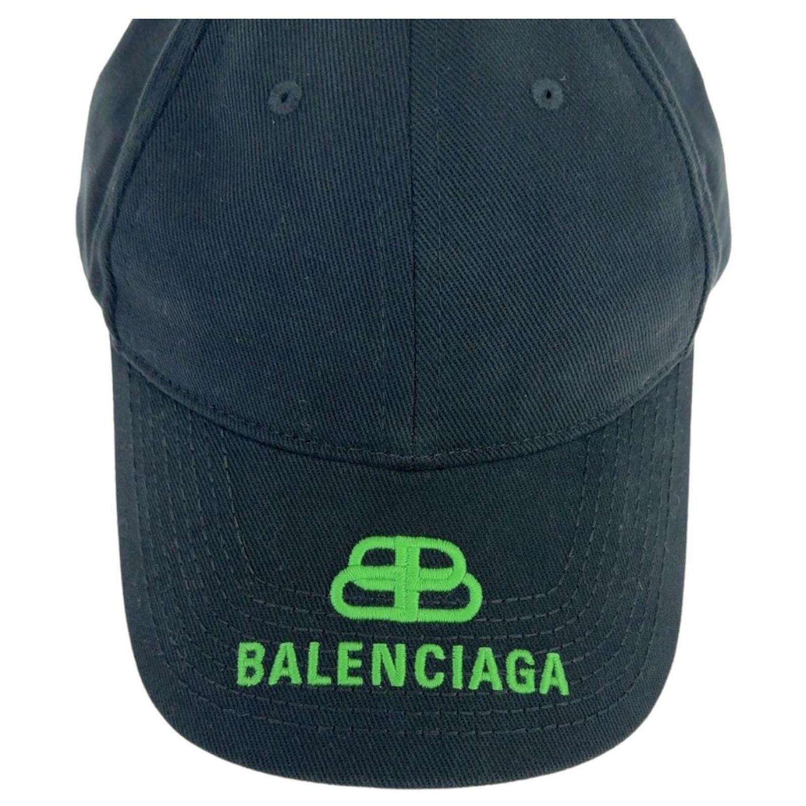 Balenciaga Canvas Logo Embroidered Baseball Cap L Black 