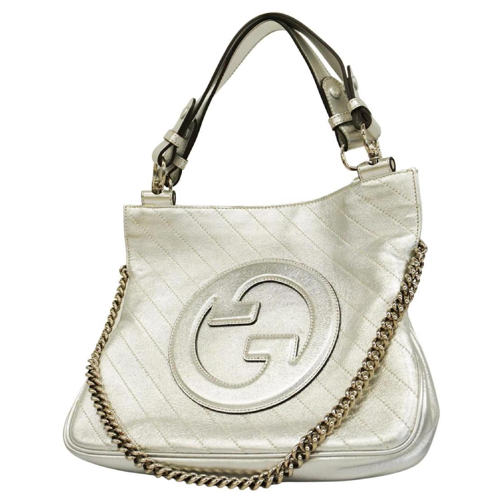 Gucci Blondie Handbag Silvery Leather ref.1590583 - Joli Closet