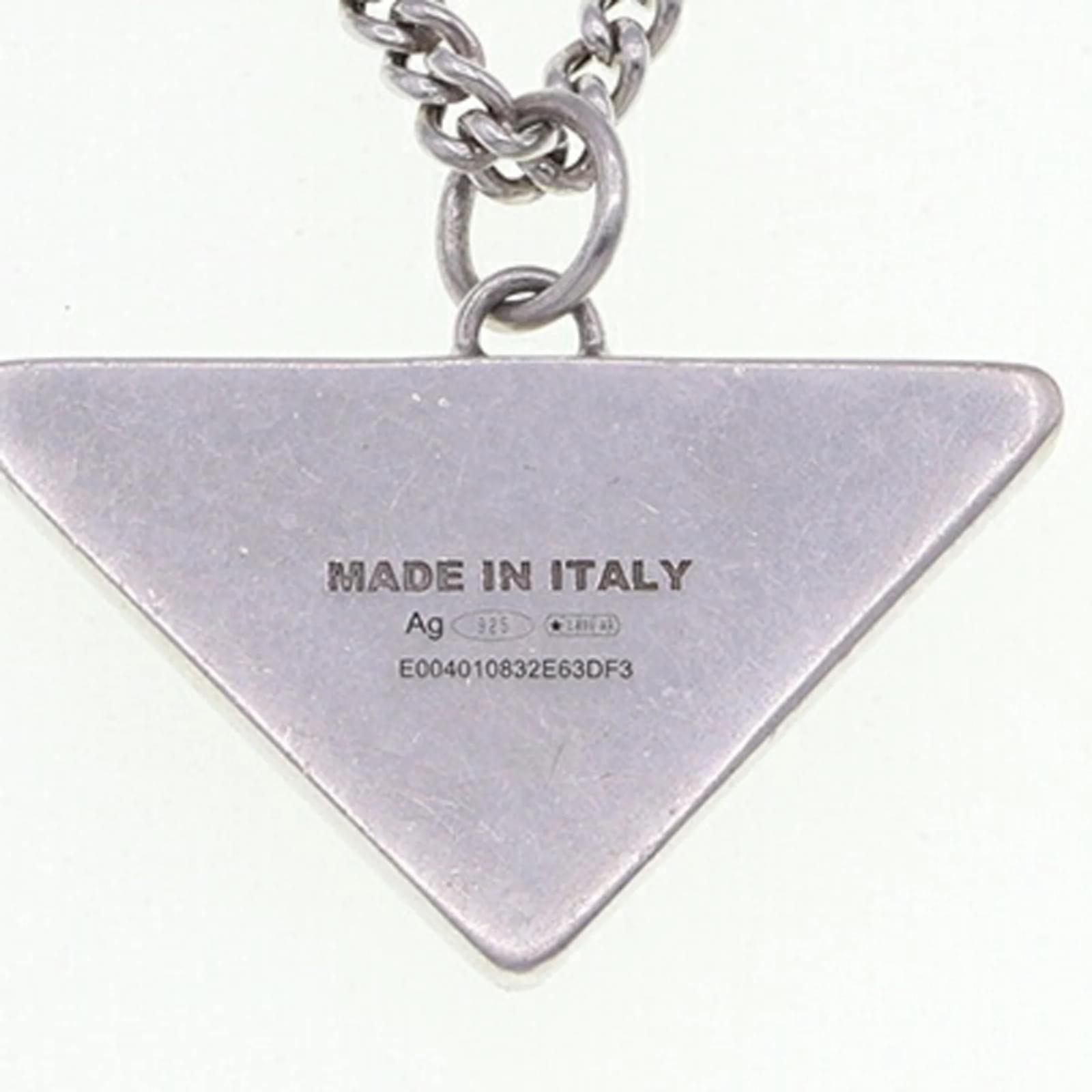 Sterling Silver Necklace Prada Symbol Necklace Prada Pearl Chain