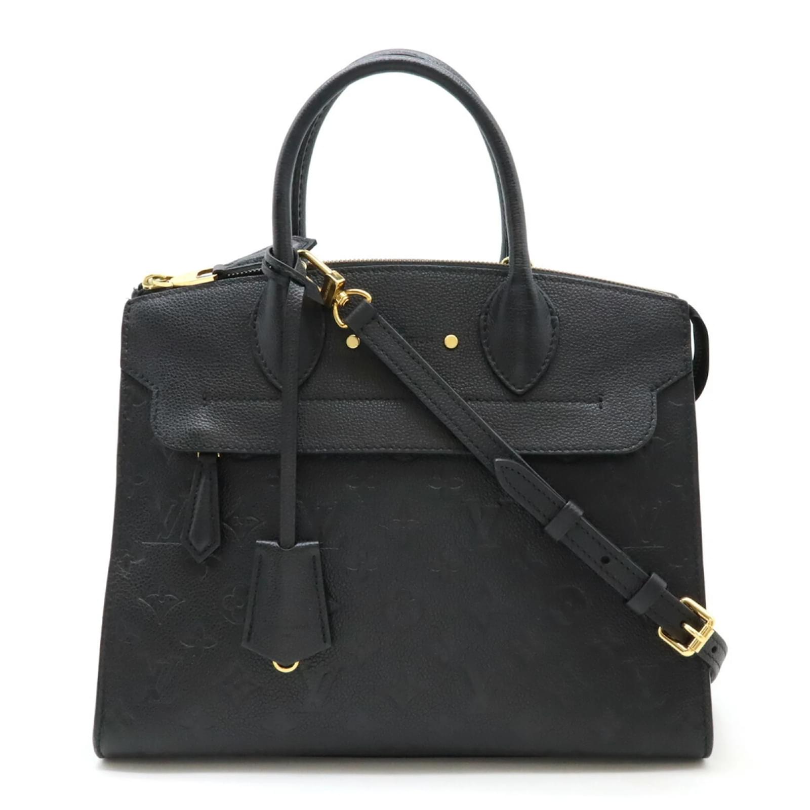 Louis Vuitton Monogram Empreinte Pont Neuf MM Handbag Black Leather Cloth  ref.1591464 - Joli Closet