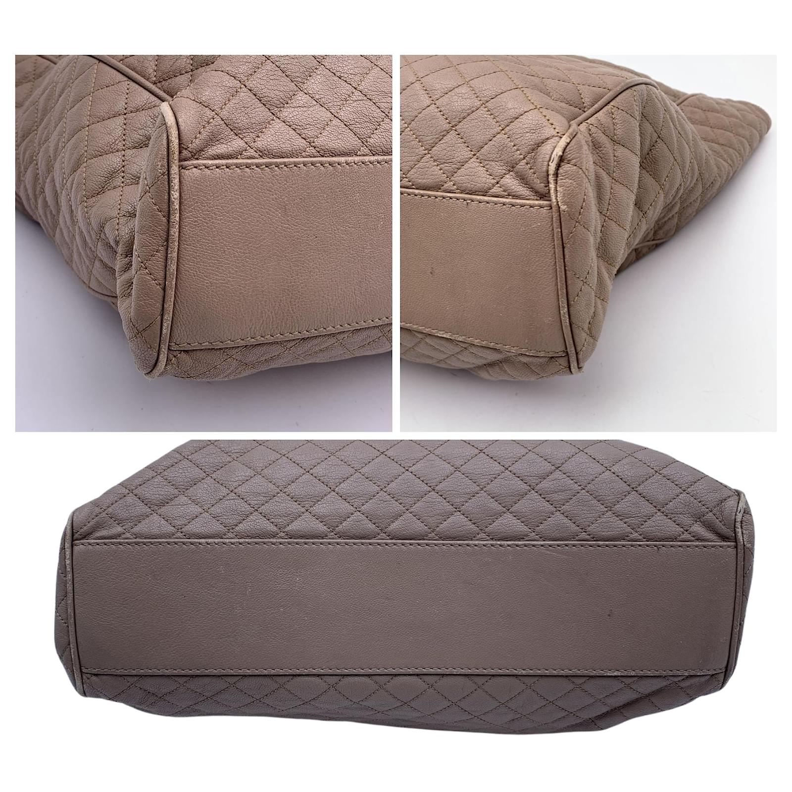 D&G Dolce & Gabbana Taupe Quilted Leather Lily Glam Tote Bag