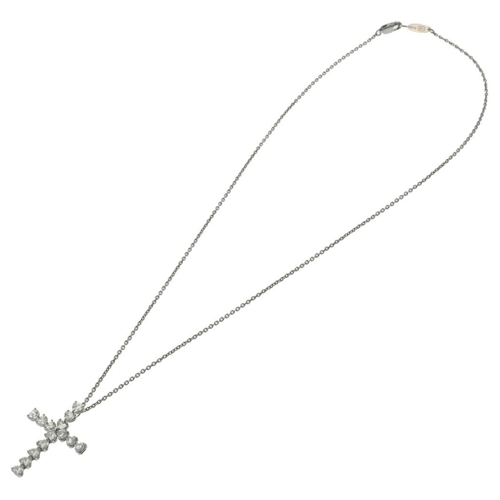Harry Winston Heart Shape Diamond Cross Necklace Platinum ref 