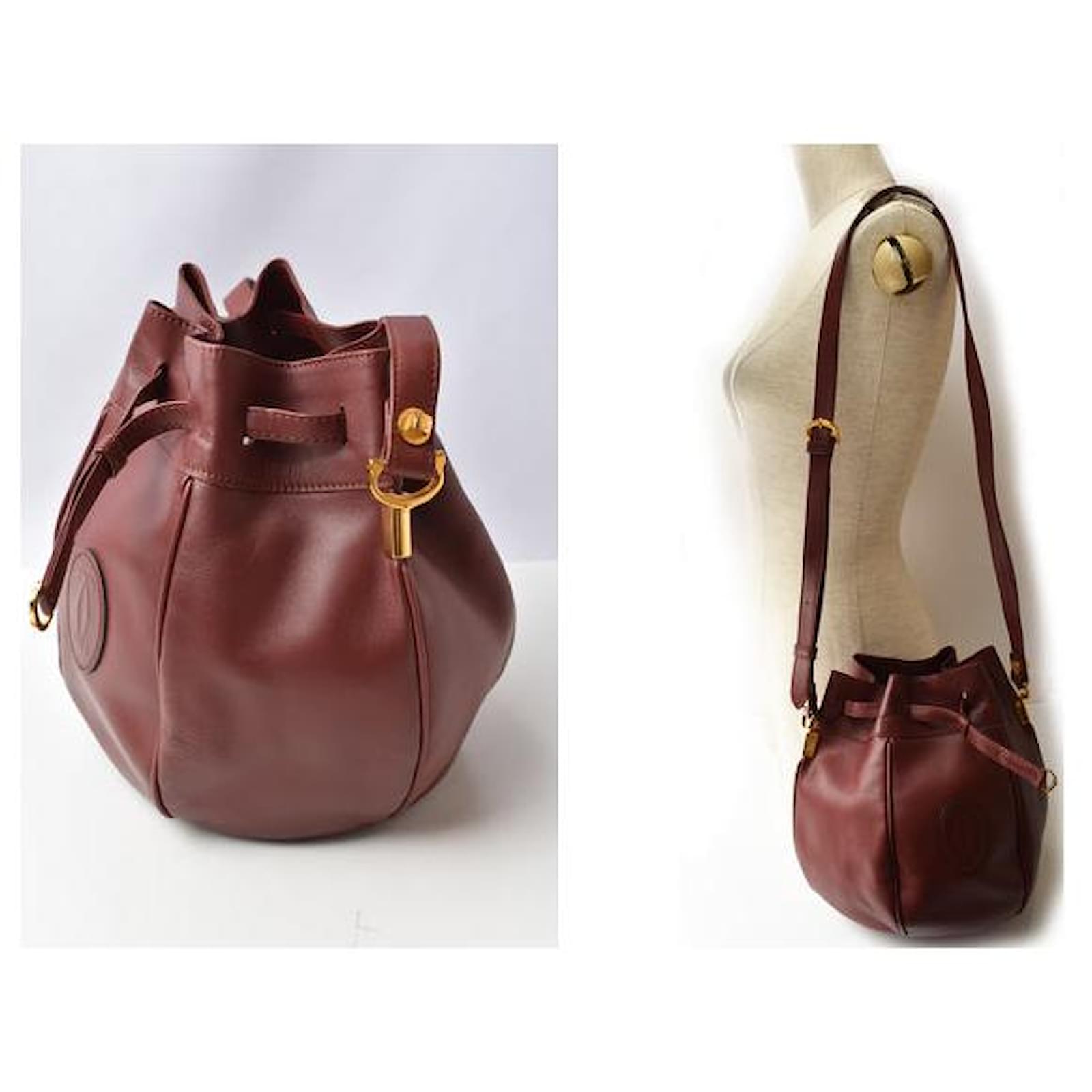 バッグ Cartier Must Line Drawstring Shoulder Cartier Must Line Drawstring Shoulder Bag Pochette Leather