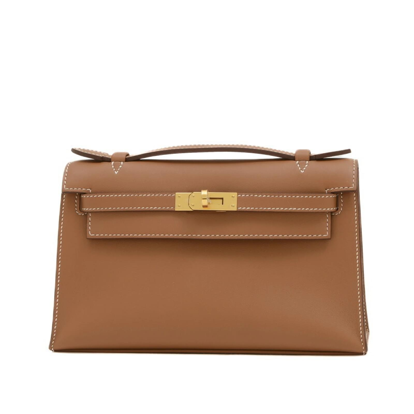 Hermes Pochette Kelly Schultertasche Golden Leder ref.1594000 Joli Closet