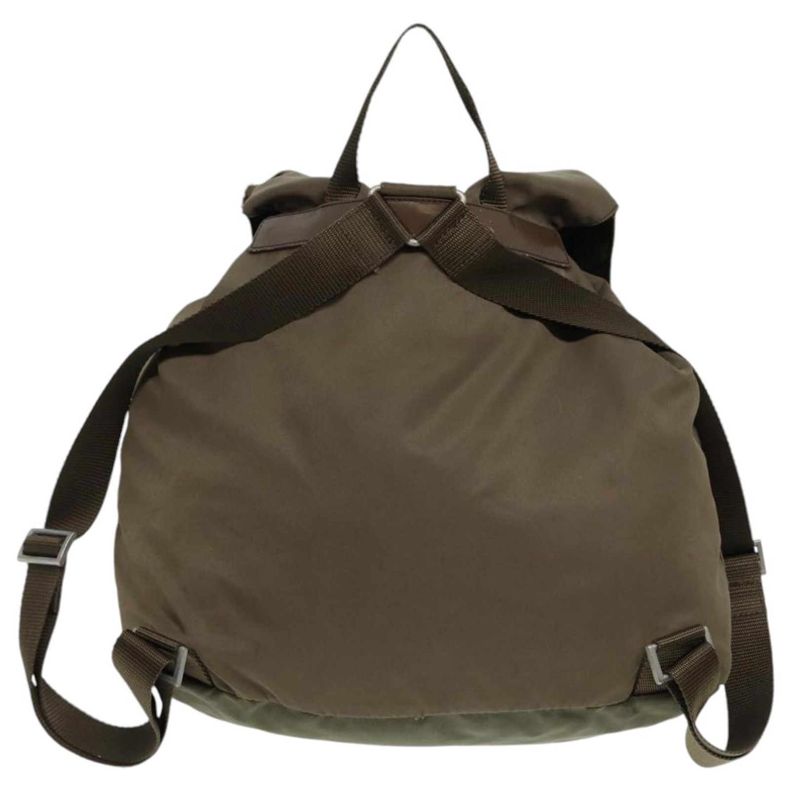 PRADA Backpack Nylon Brown Silver Auth 86442 Silvery ref  display picture 2