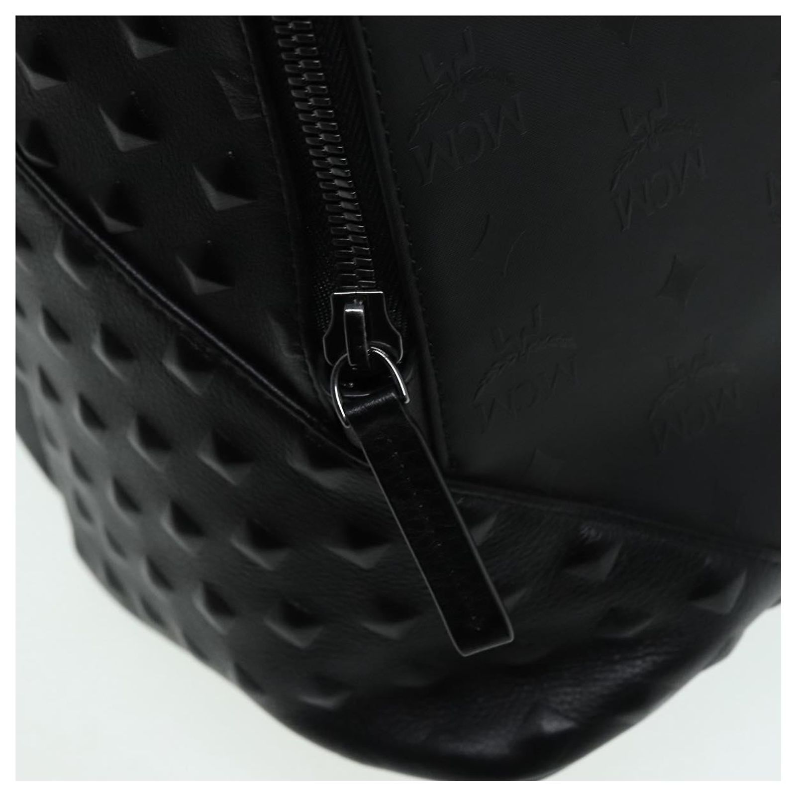MCM Vicetos Logogram Studs Backpack PVC Black Auth ac3197 MCM Vicetos Logogram Studs Backpack PVC Black Auth ac3197 main image 4