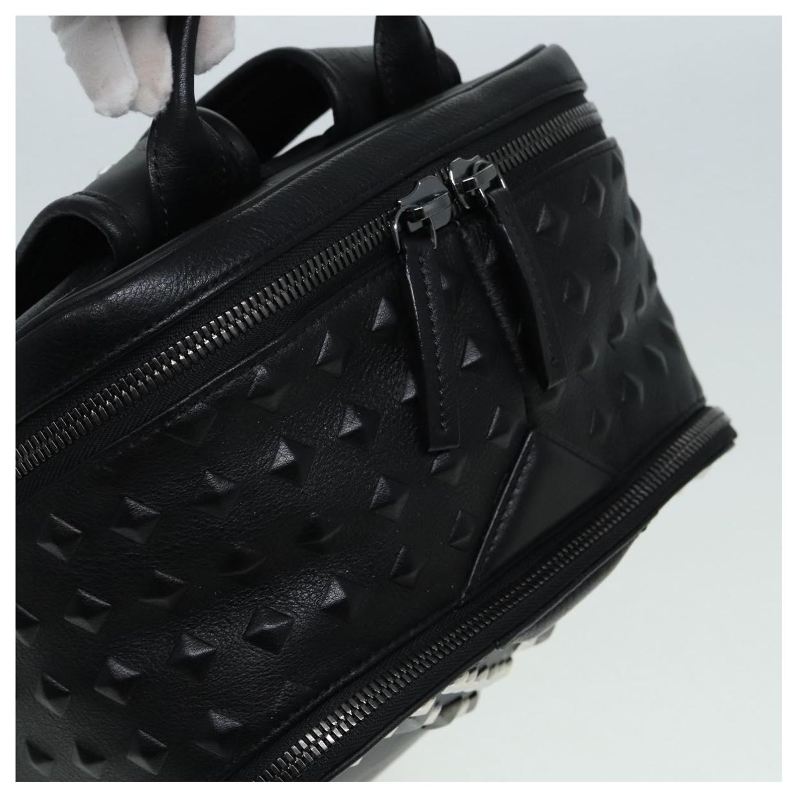 MCM Vicetos Logogram Studs Backpack PVC Black Auth ac3197 MCM Vicetos Logogram Studs Backpack PVC Black Auth ac3197 main image 2