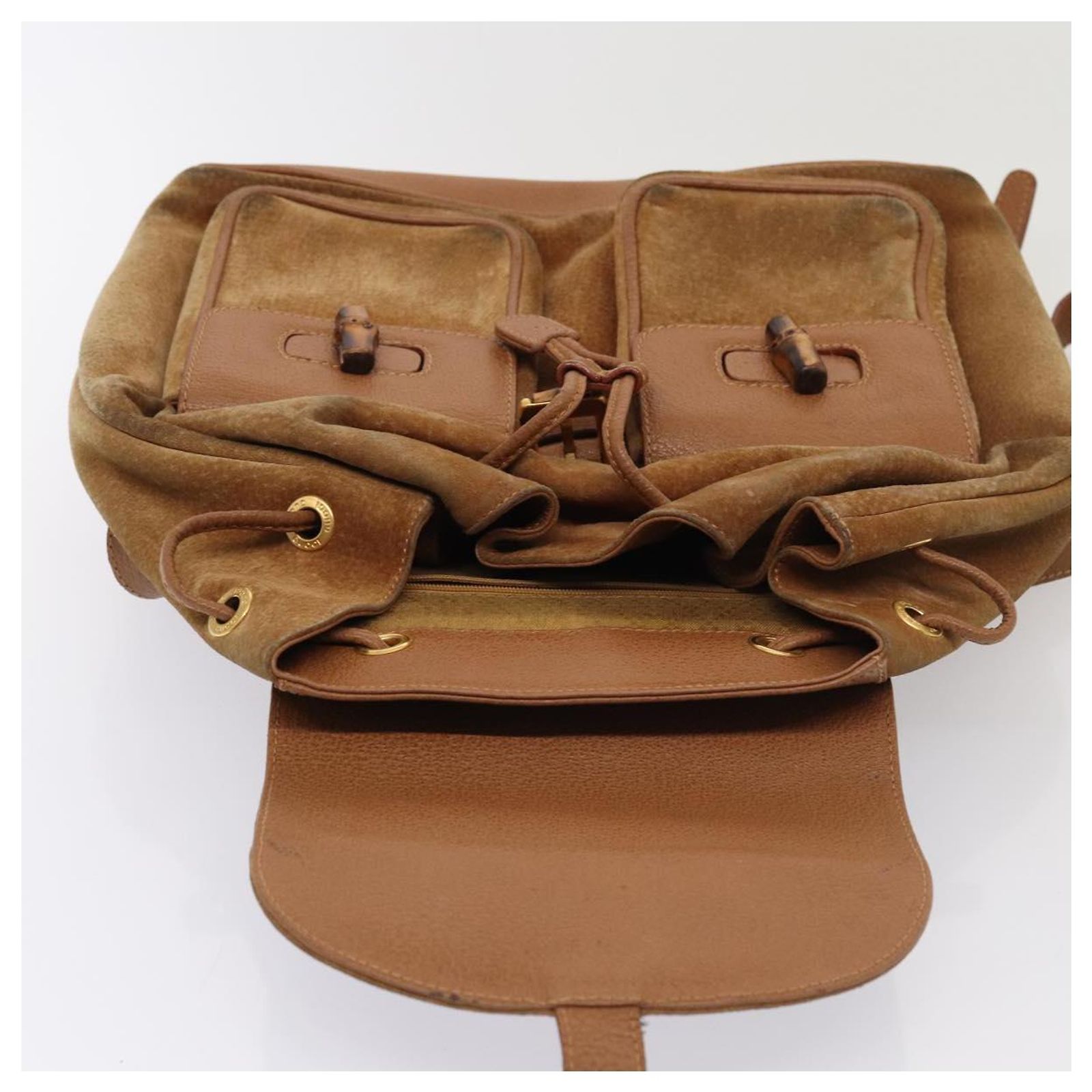 GUCCI Bamboo Shoulder Bag Suede Brown Gold 003 2058 0016  display picture 1