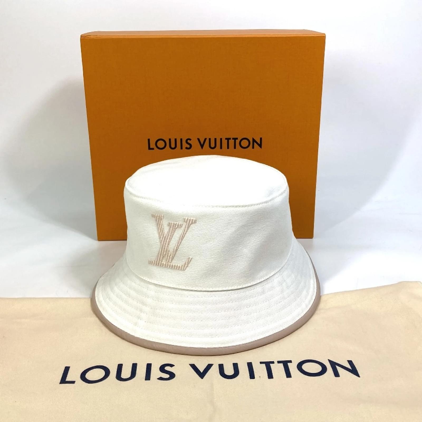 Bucket Louis Vuitton Bob LV Buddy Hat White Cotton ref