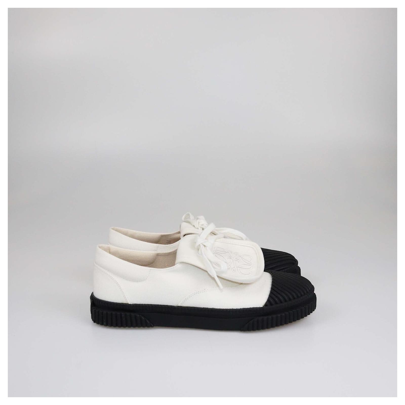 Loewe Black/White Anagram Flap Sneakers Cloth Joli