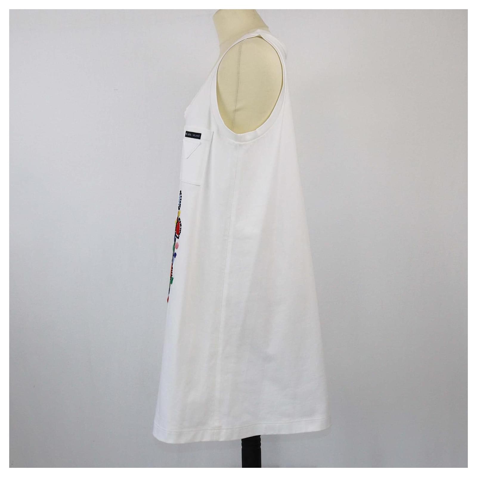 Prada White Embroidered Jersey Dress Cotton ref.JC1594689 (Sold) - Joli  Closet