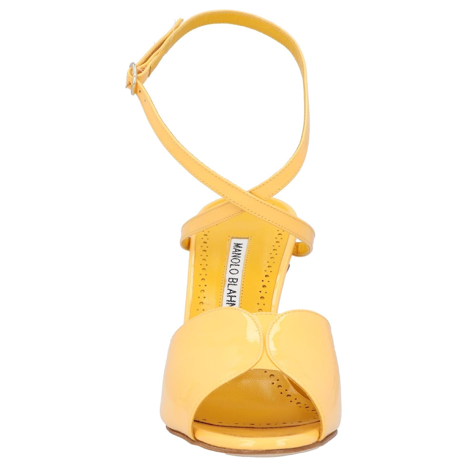 サンダル・ミュール Manolo Blahnik Hourani 105 Sandal Yellow Manolo Blahnik Hourani 105 Sandal Yellow Leather ref.1594792