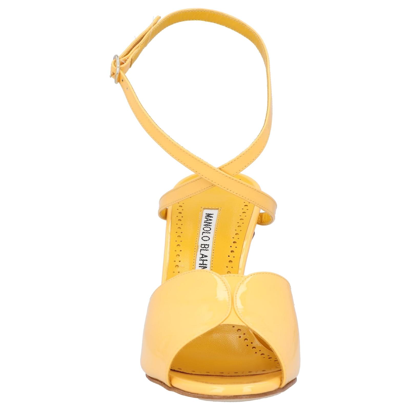 VIP【関税送料無料】希少 Manolo Blahnik Hourani Sandal Manolo Blahnik Hourani 105 Sandal Yellow Leather ref.1594792