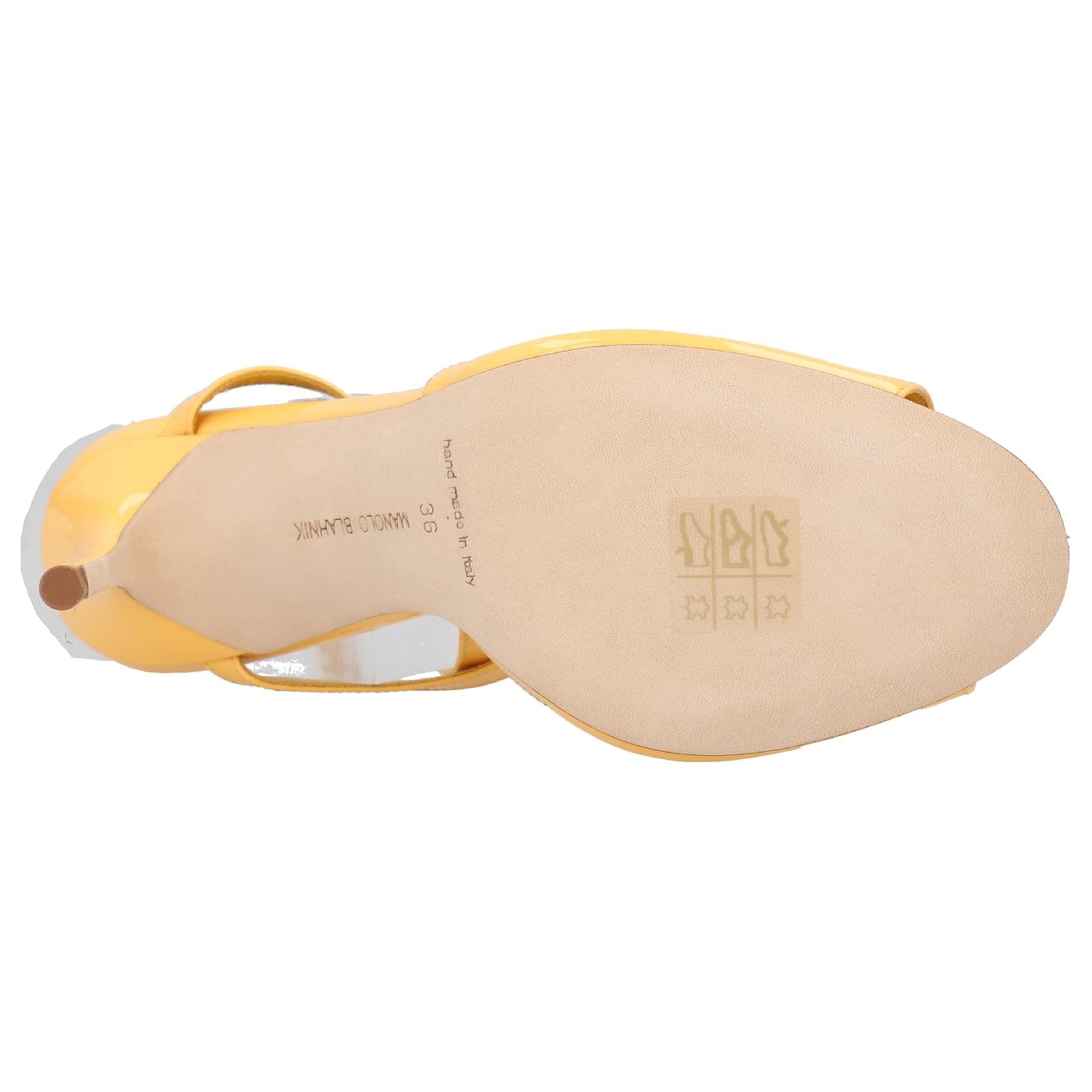 サンダル・ミュール Manolo Blahnik Hourani 105 Sandal Yellow Manolo Blahnik Hourani 105 Sandal Yellow Leather ref.1594792
