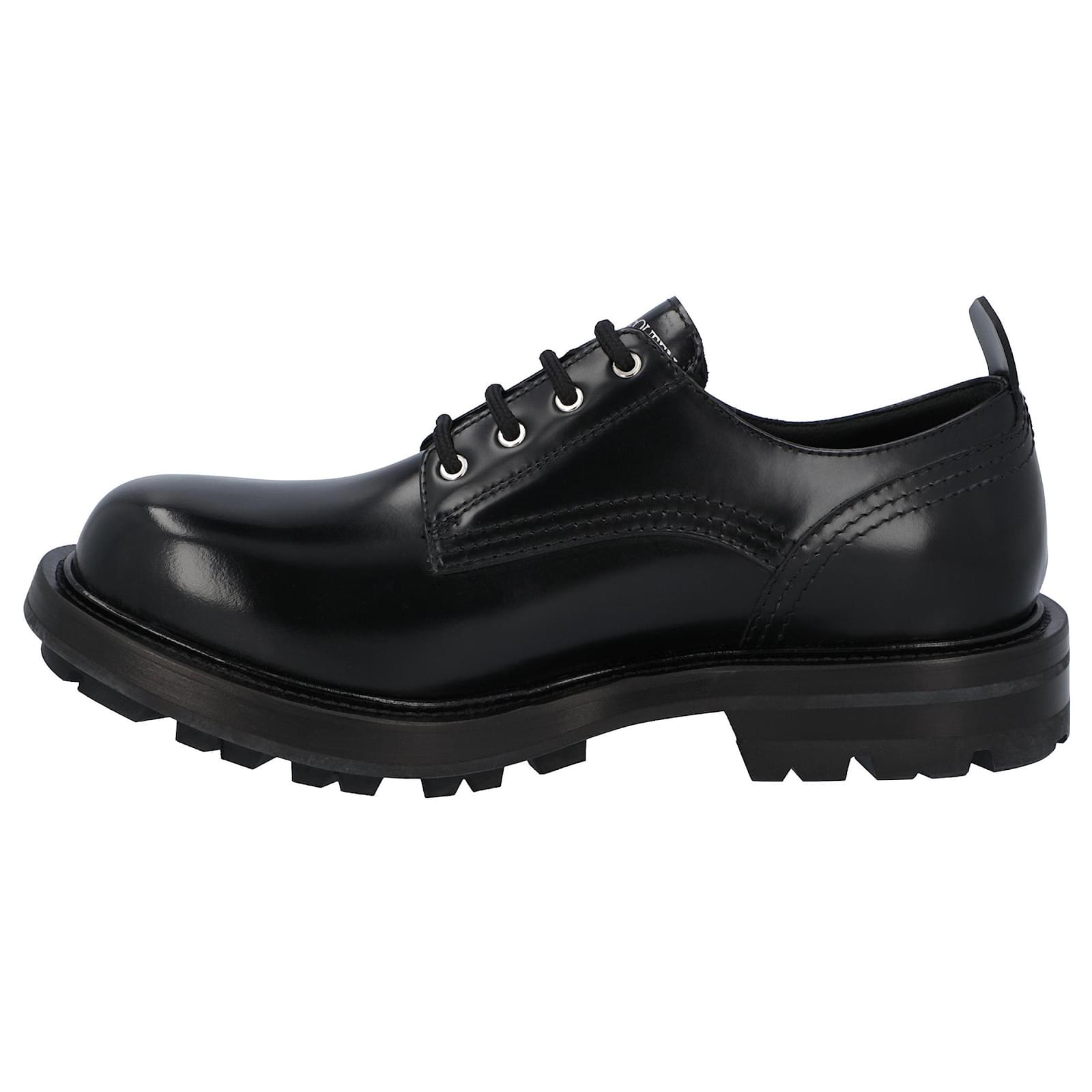 Alexander Mcqueen Mens Black Worker Lace-up Leather Derby Shoes 11 Alexander Mcqueen Mens Black Worker Lace-up Leather Derby Shoes 11