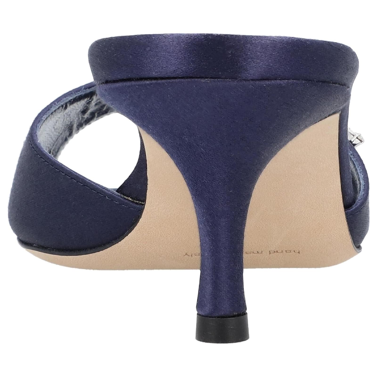 Mule Azul Manolo Blahnik Lumada Fabio 050 Seda ref.1594846