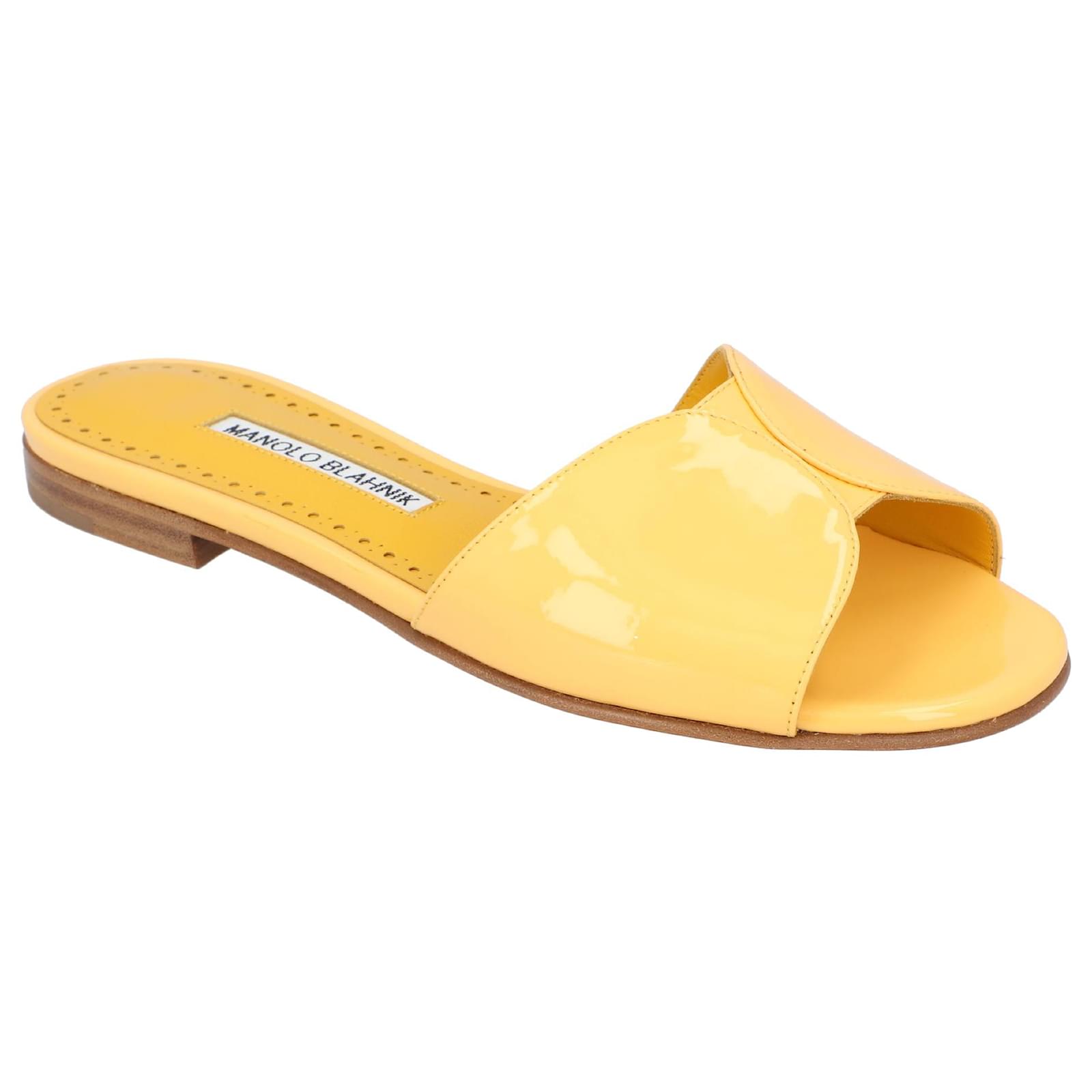 サンダル・ミュール Manolo Blahnik Houramu Flat Yellow International Gallery BEAMS（インターナショナルギャラリー