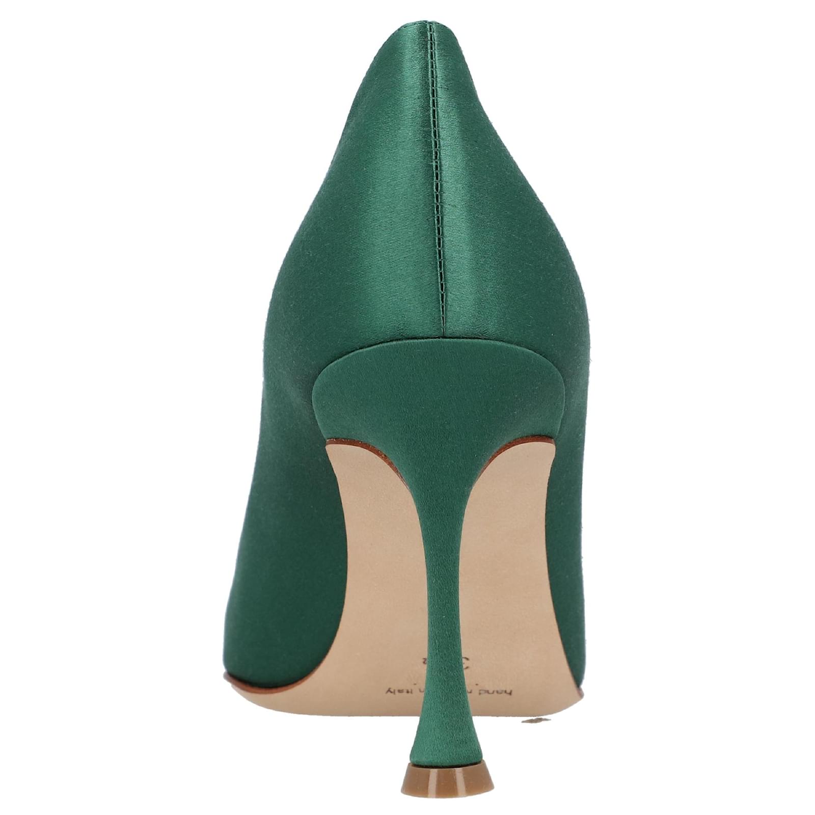 Manolo Blahnik Maidapump 090 Pump Green Satin ref.1594958