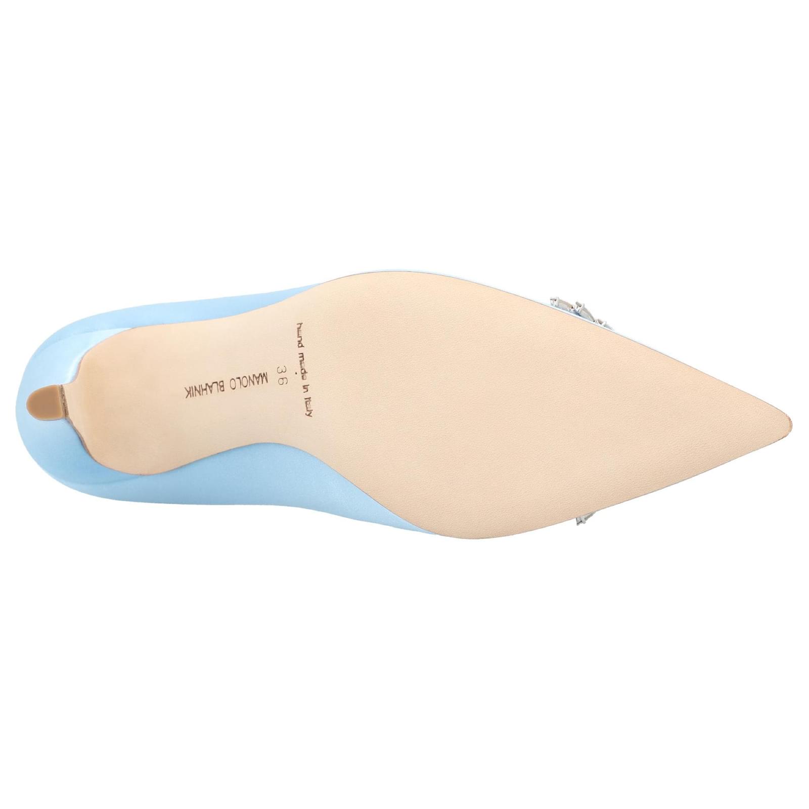Manolo Blahnik Palos 090 Pump Blue Leather ref.1594959