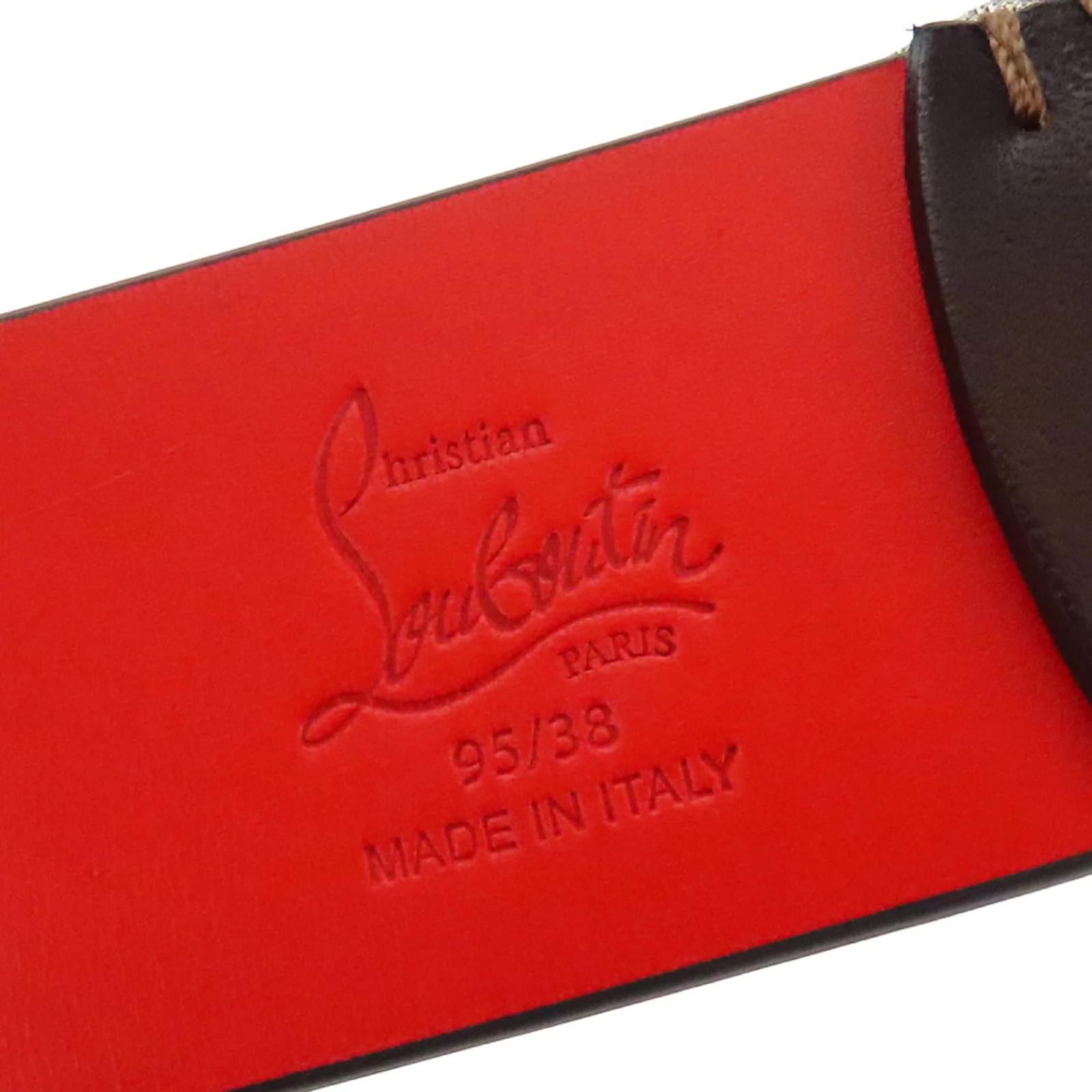 Christian Louboutin Ricky 95 Leather Belt Red Dark brown ref