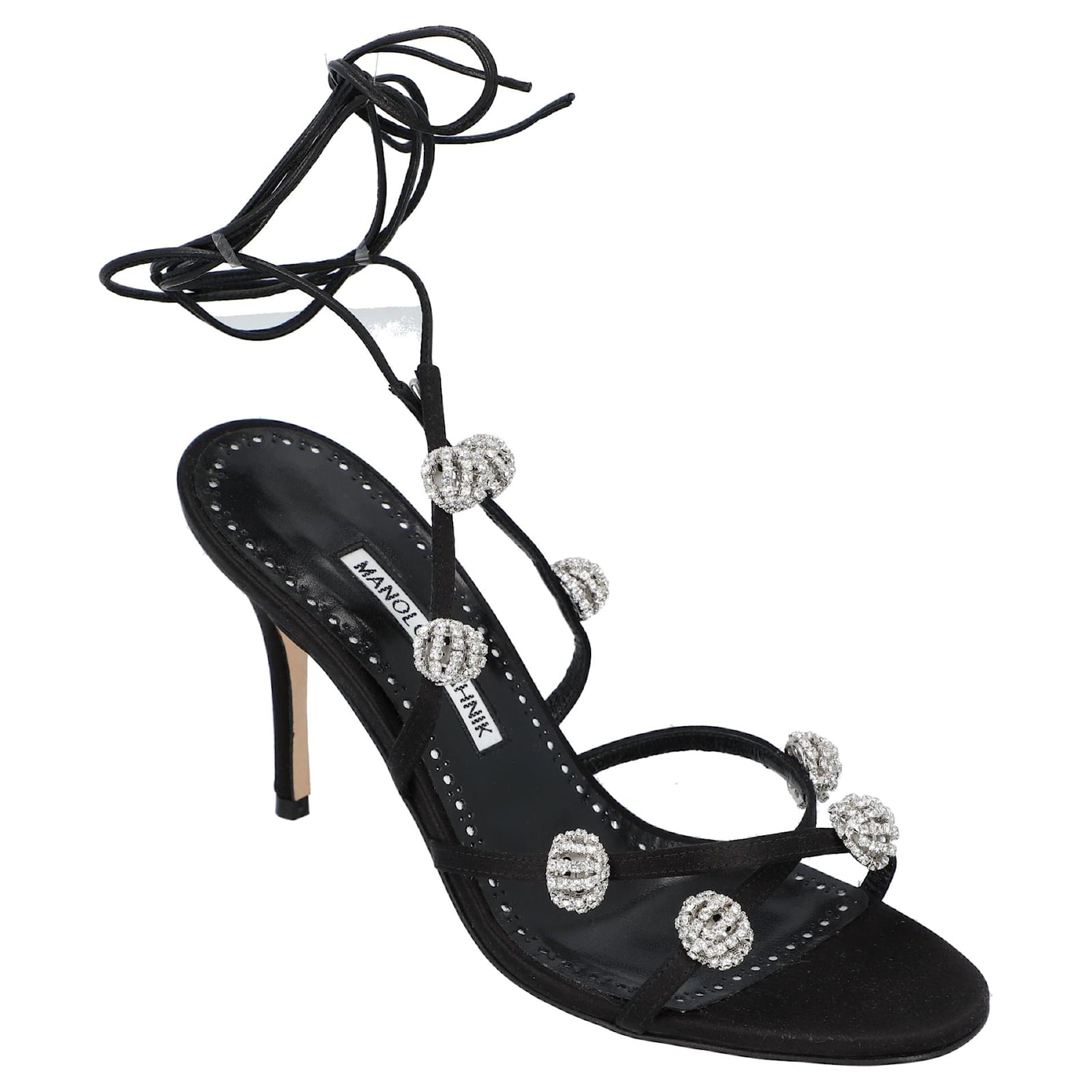 【MANOLO BLAHNIK 】★Elsaka 100mm サンダル Manolo Blahnik Elsaka Sandal Black Leather ref.1598053