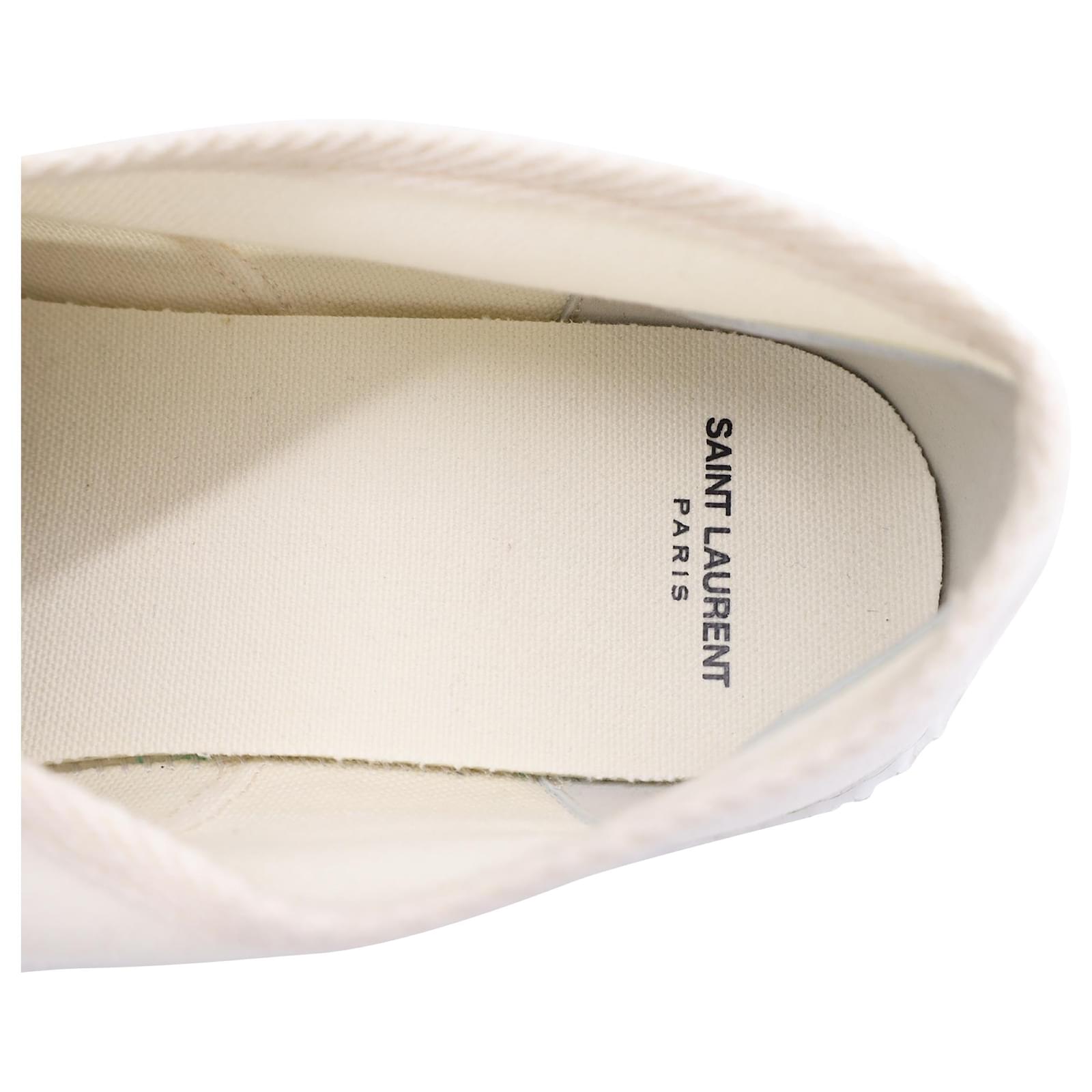 Saint Laurent Wes Lace-Up Sneakers in Cream Canvas White