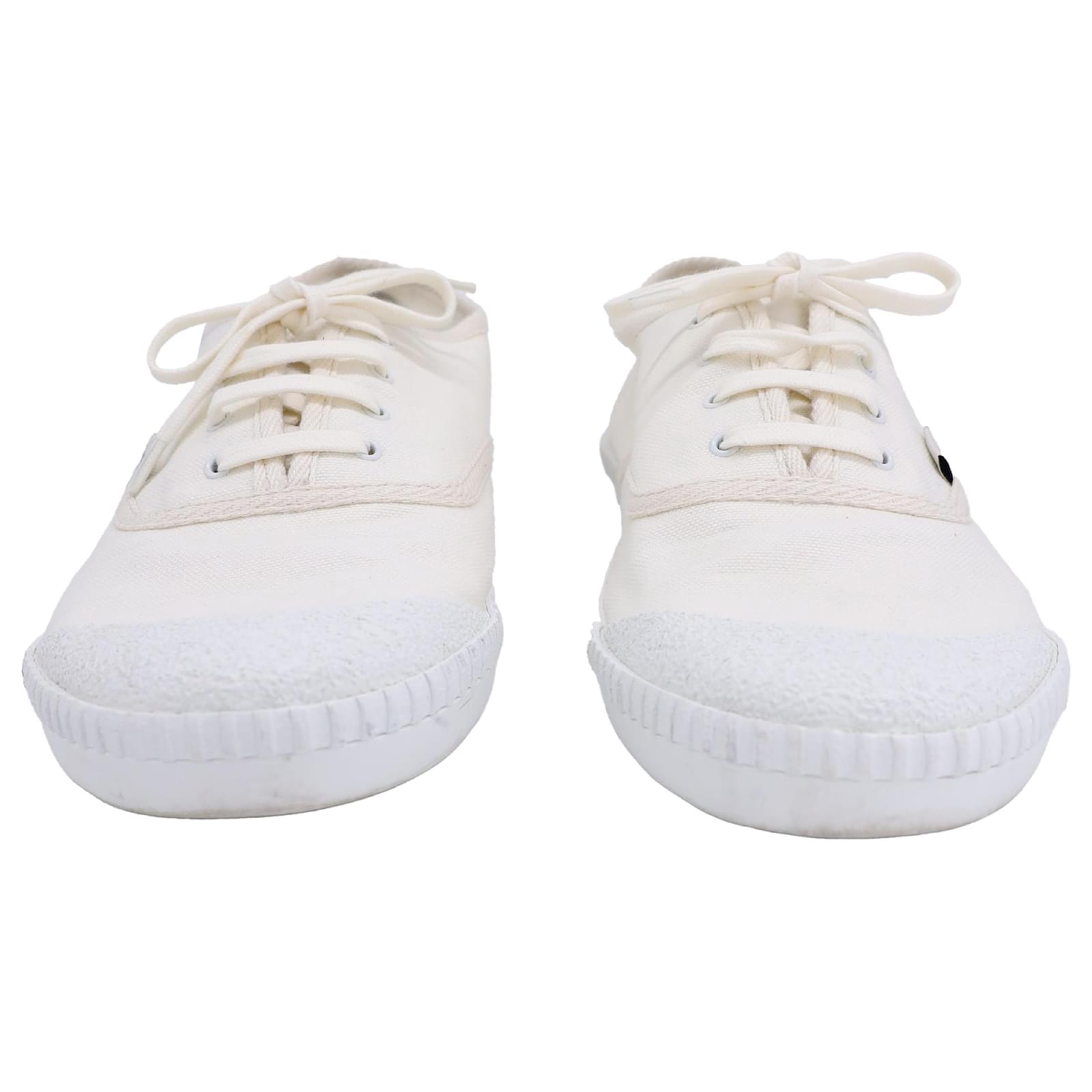 Saint Laurent Wes Lace-Up Sneakers in Cream Canvas White