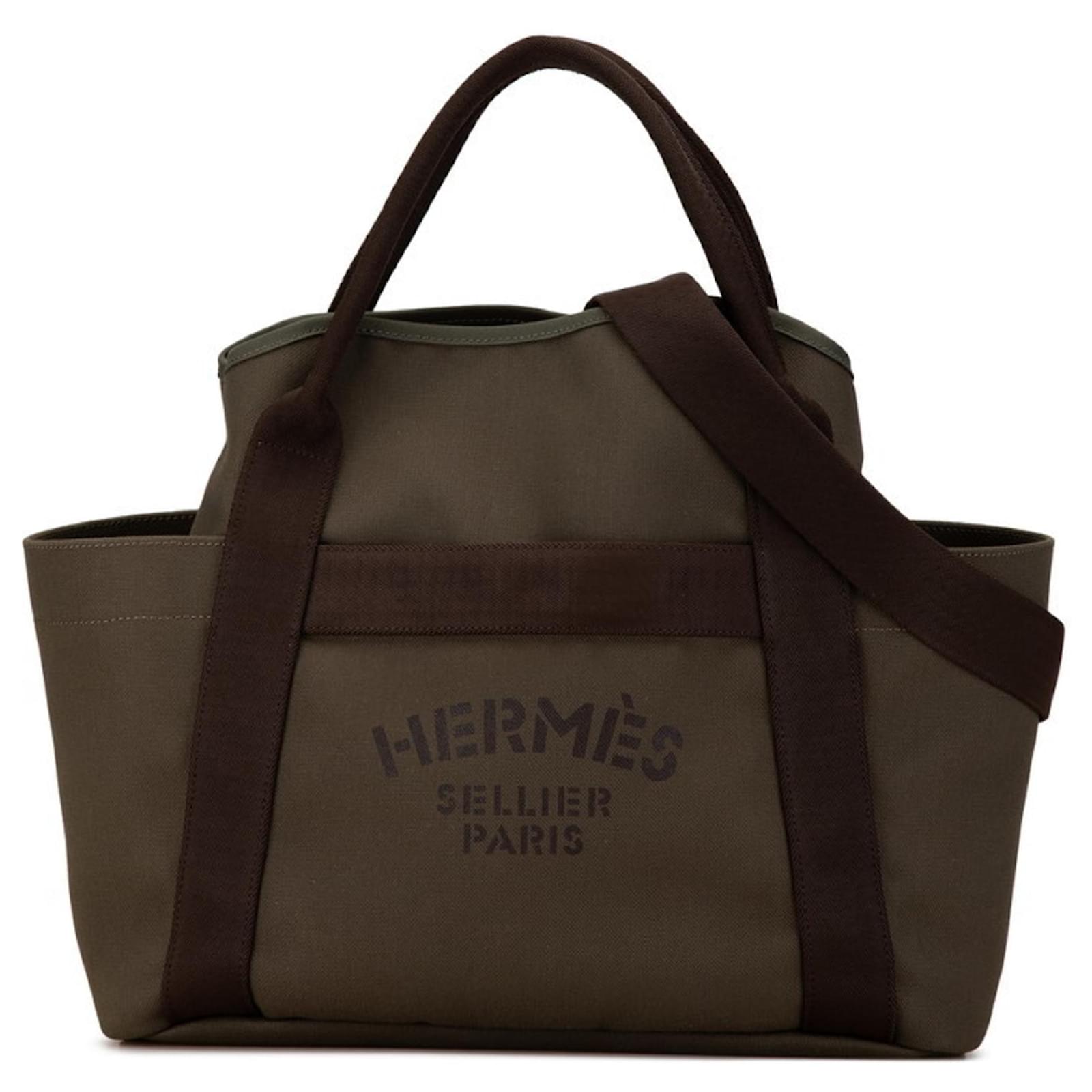 Hermès Hermes Sac de Pansage Groom Tote Bag Khaki Leather