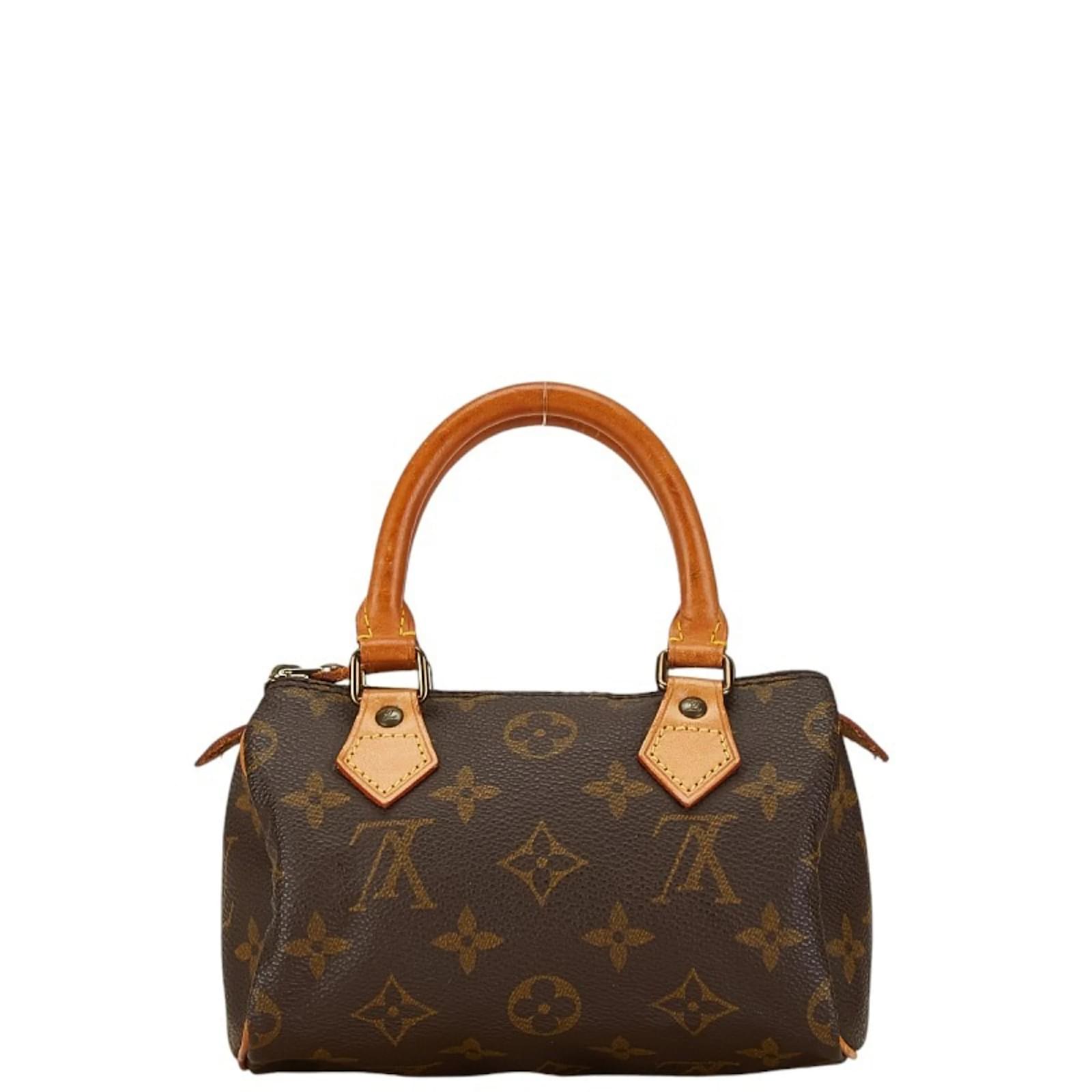 Louis Vuitton Monogram Speedy Handbag Brown Leather Plastic ref