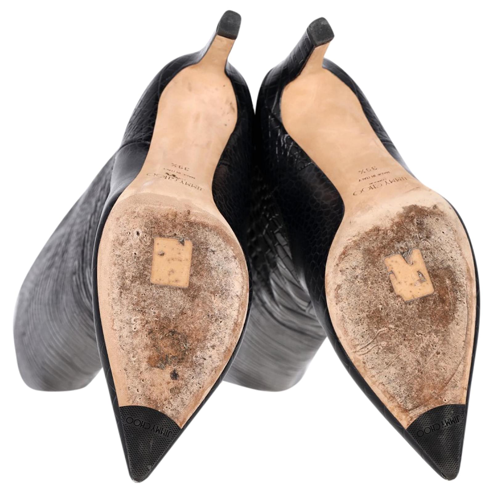 Jimmy Choo Crocodile Embossed Mavis 85 Tall Boots in Black