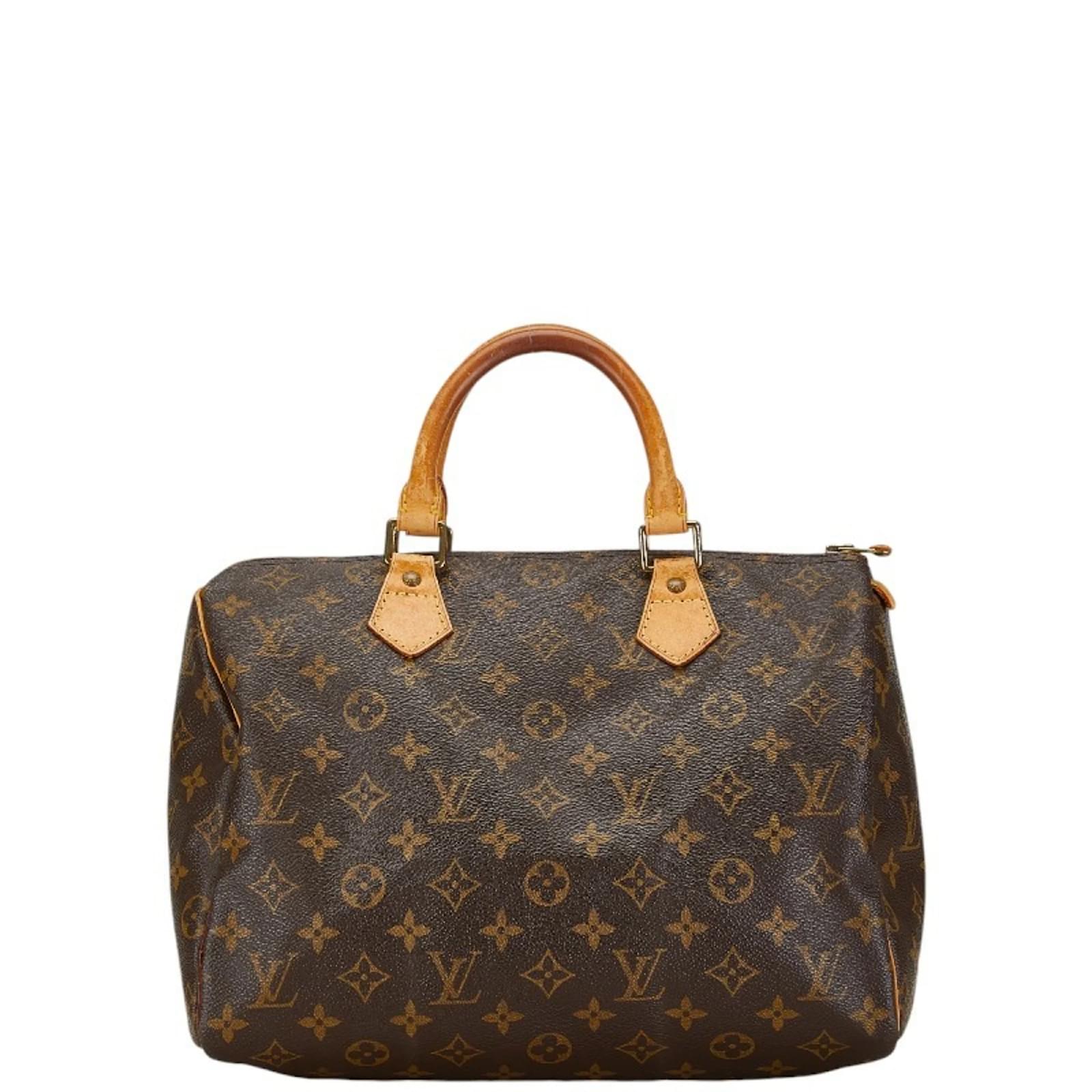 Louis Vuitton Monogram Speedy 30 Handbag Brown Leather Plastic ref