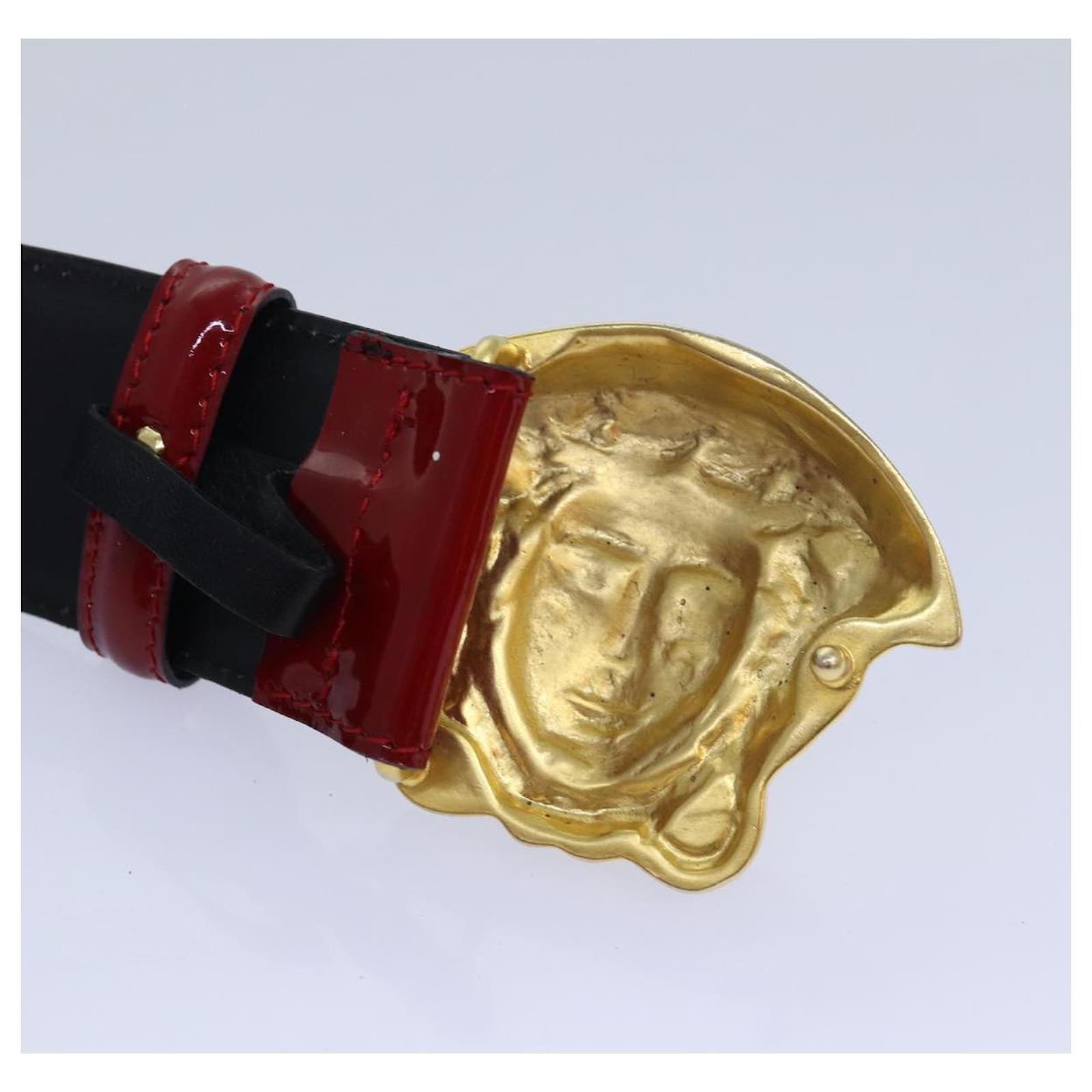超特化Versace メデューサゴールド leather belt 新色新品 Versace La Medusa Reversible Leather Belt Gold-tone Black in