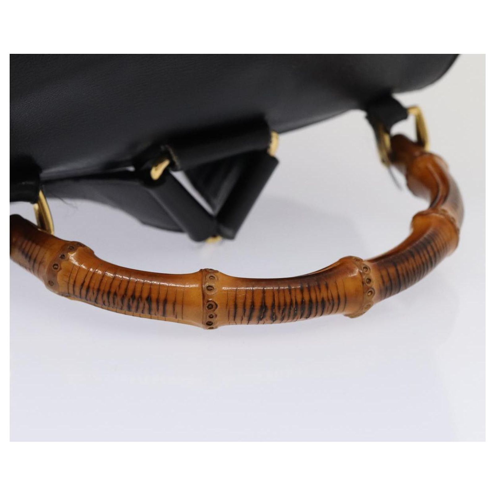 GUCCI Bamboo Backpack Leather Black Gold 003 2058 0016 Auth am6724 Gucci Bamboo Backpack | Etoile Luxury Vintage – l main image 4